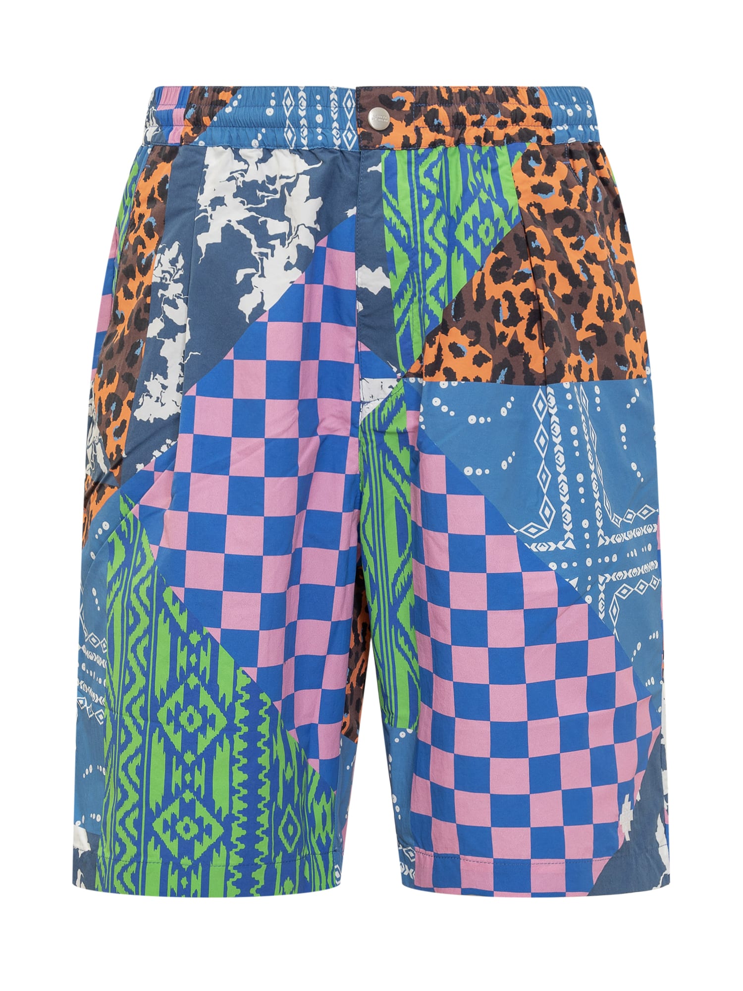 Shop Marcelo Burlon County Of Milan Mix & Match Shorts In Blue Multi