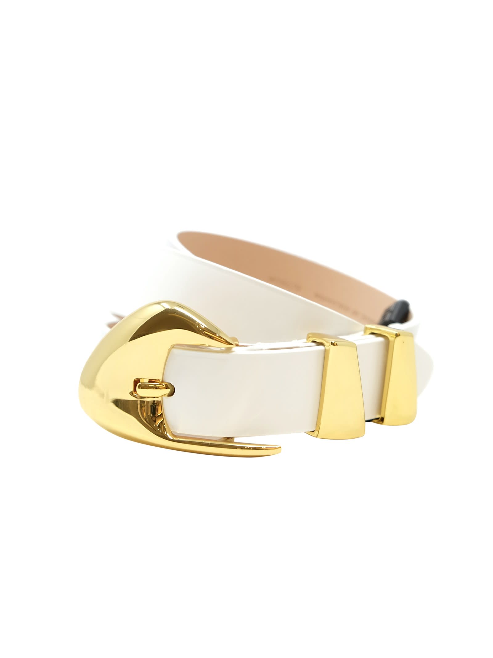 Shop By Far White Patent Leather Moore Belt