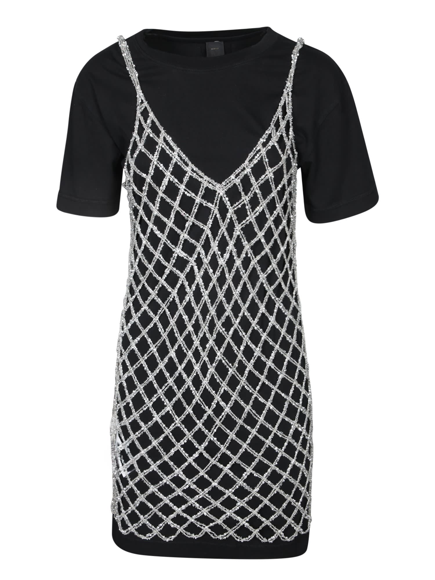 Pinko Black Cotton T-shirt Dress In Black