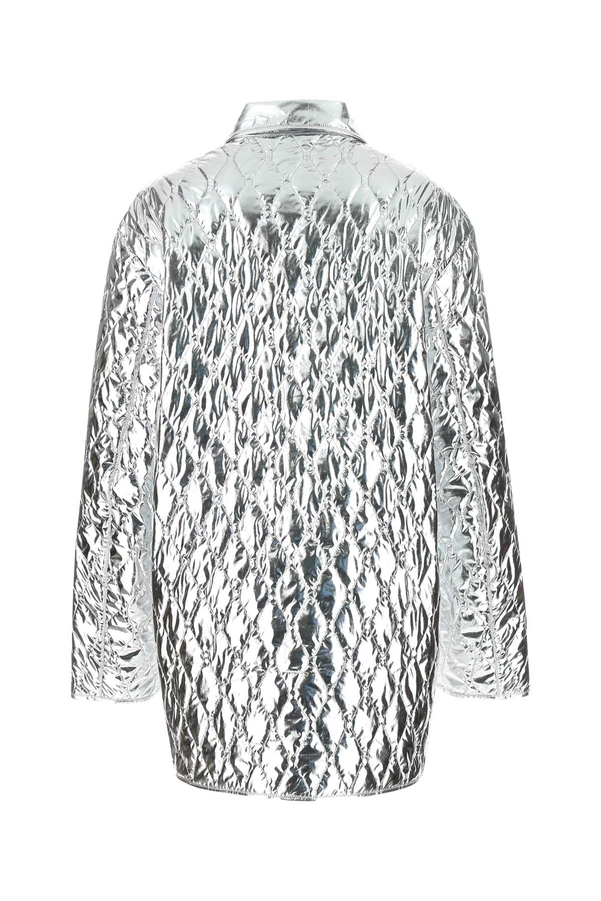 Shop Vtmnts Silver Polyester Jacket In Metallic