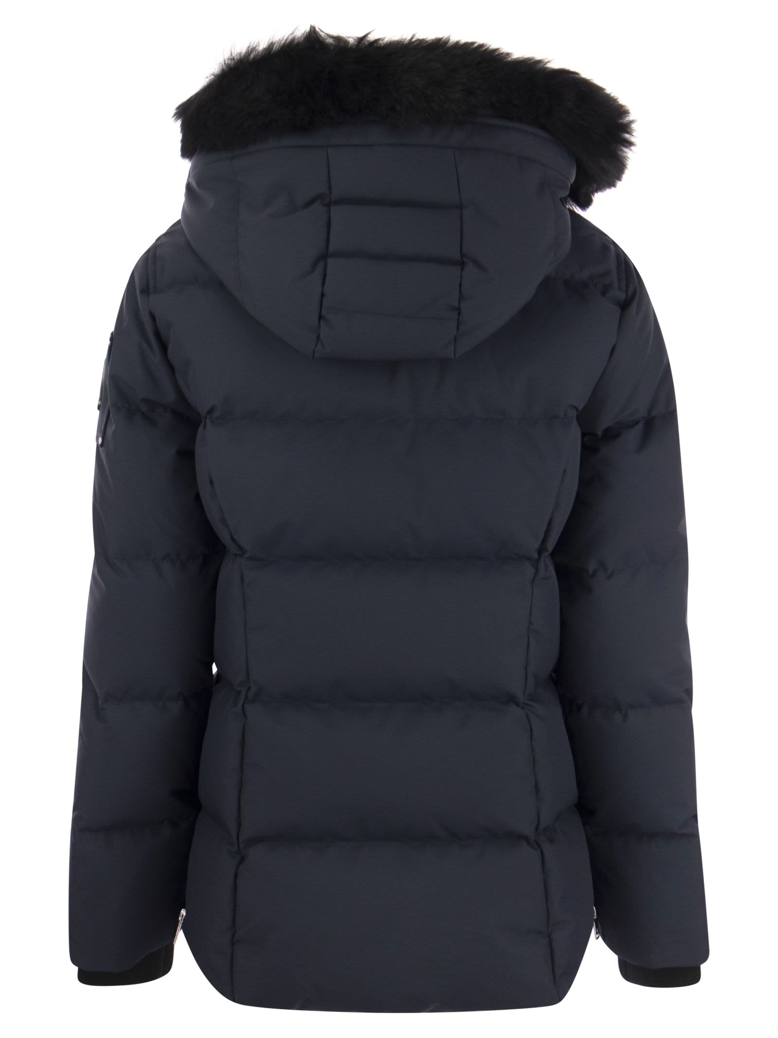 Shop Moose Knuckles Cloud 3q - Down Jacket With Hood And Fur In Blue
