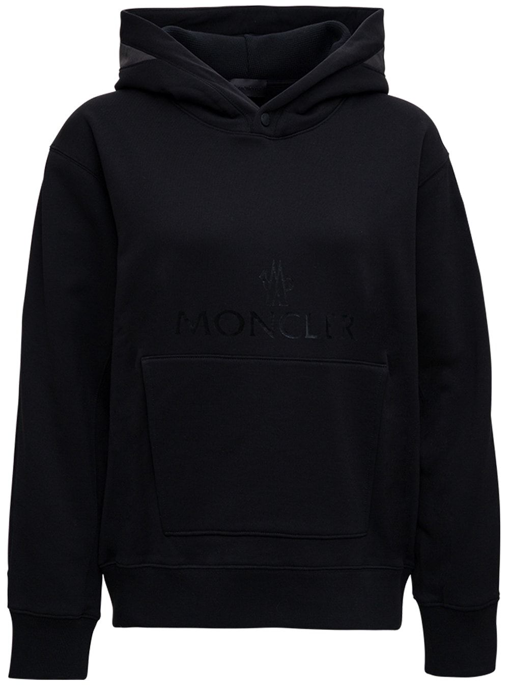 Moncler Black Cotton Hoodie With Logo