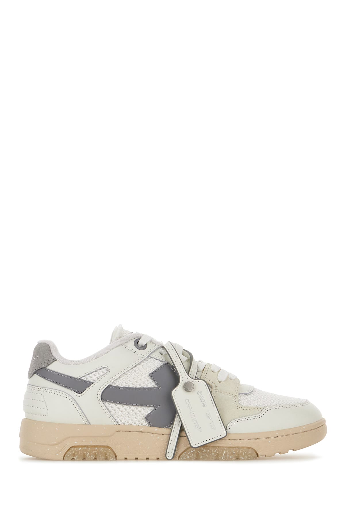 Off-white Two-tone Leather And Polyester Out Off Office Sneakers In White Grey