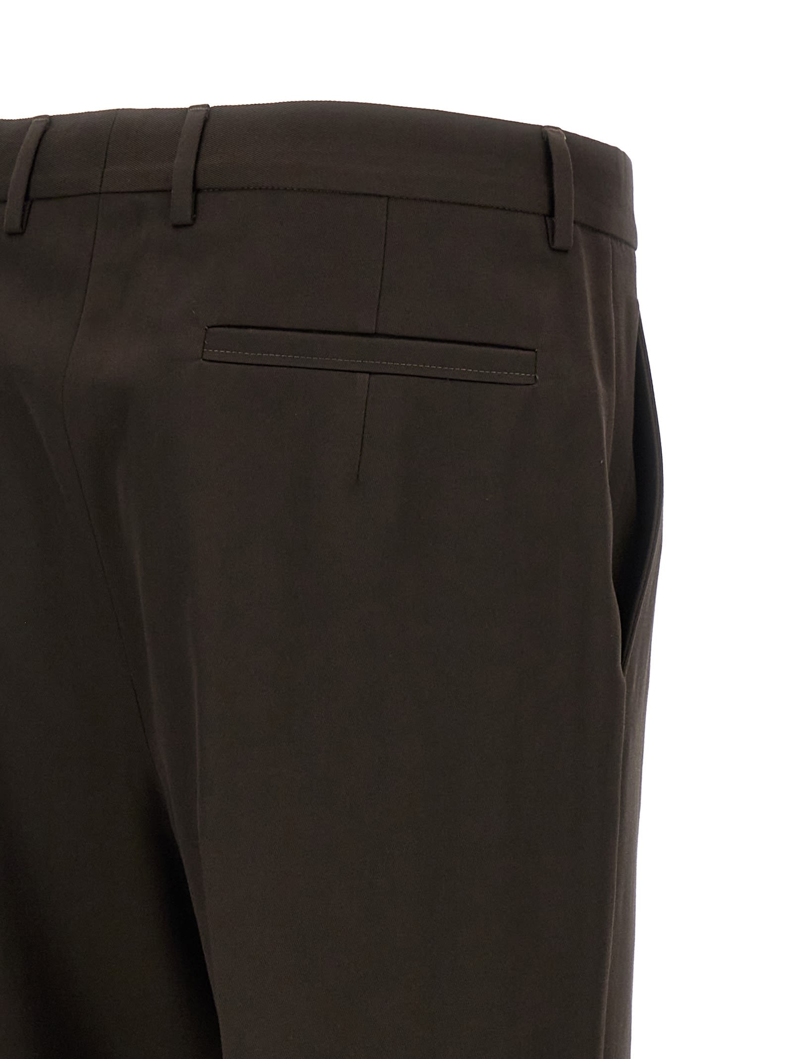 Shop Zegna Front Pleat Pants In Brown