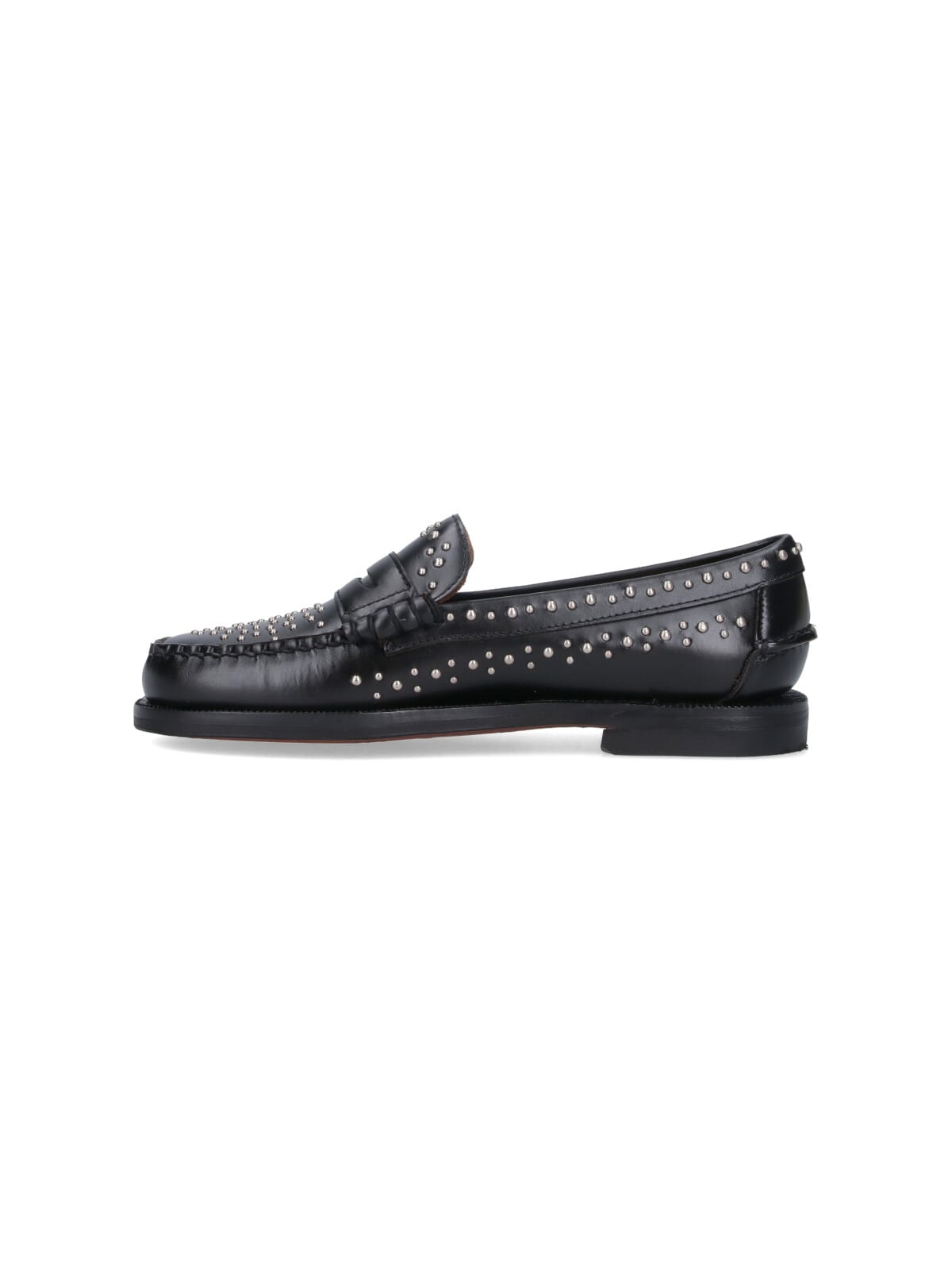 Shop Sebago Dan Studs Loafers In Black