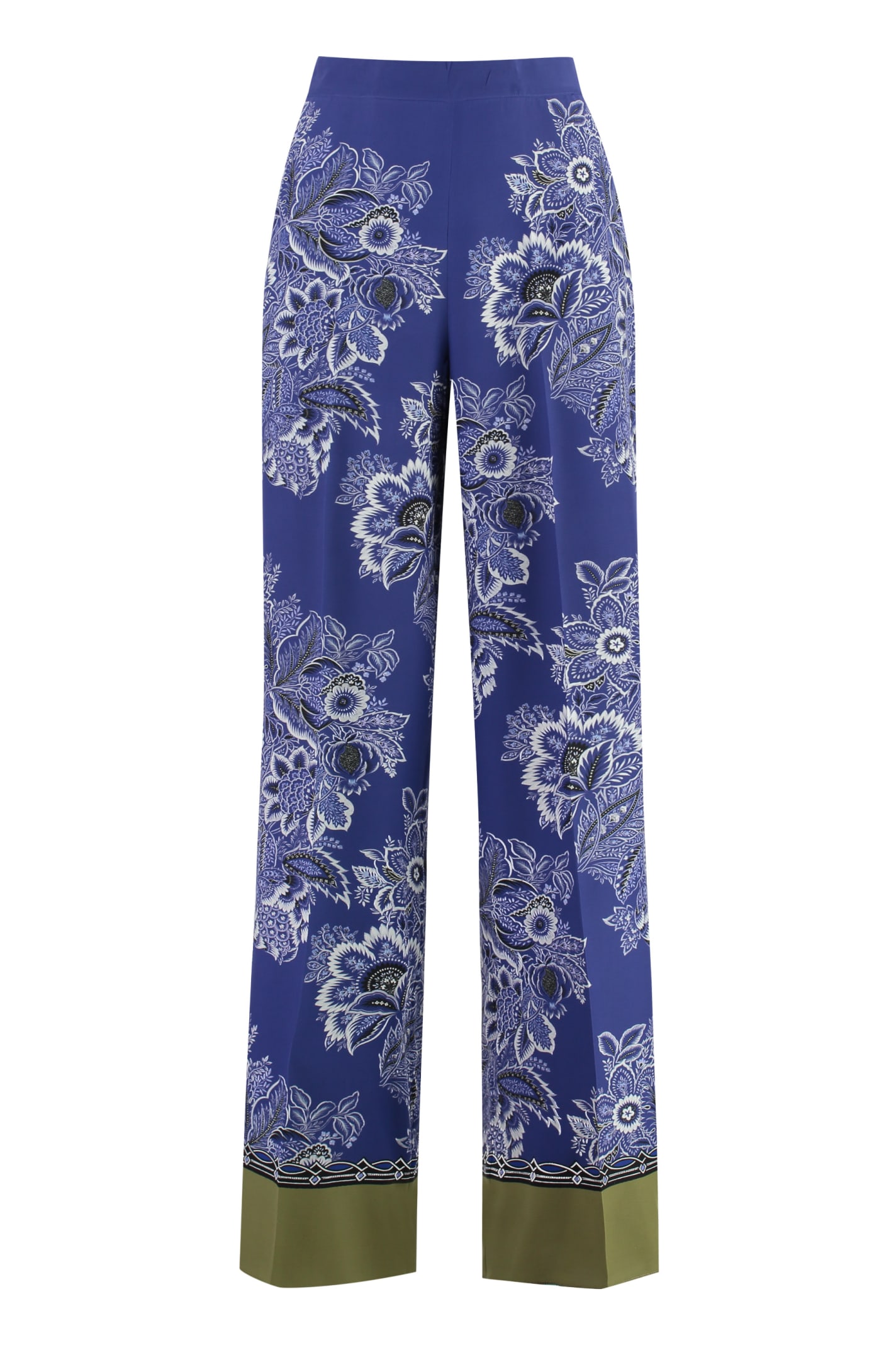 Shop Etro Printed Silk Pants In Purple