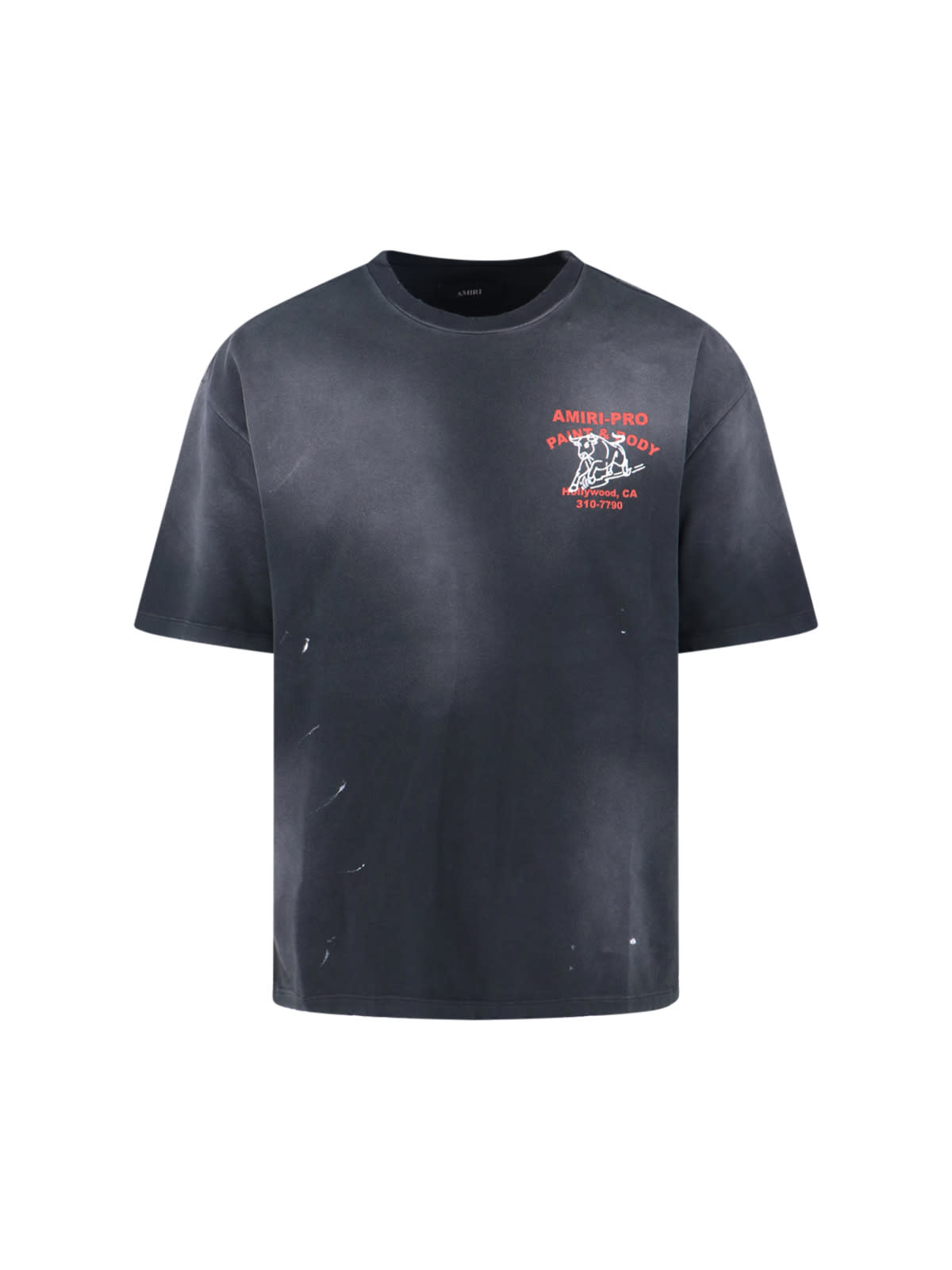 Amiri Short-sleeve T-shirt With Vintage Graphic And Distressed Finish In Blue