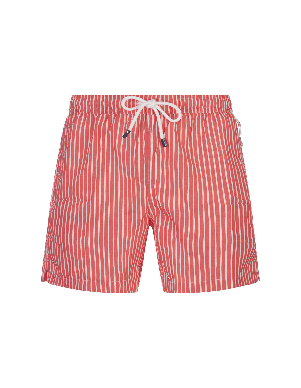 Red And White Striped Swim Shorts