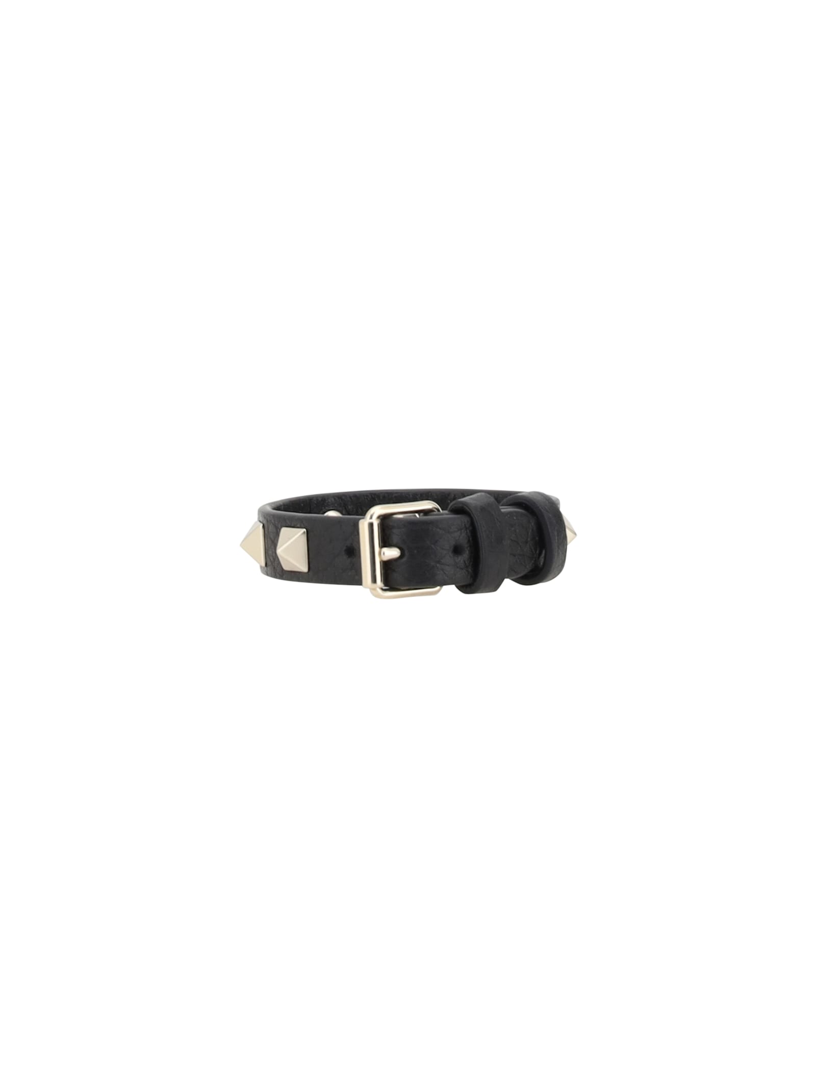 Shop Valentino Leather Bracelet In Nero