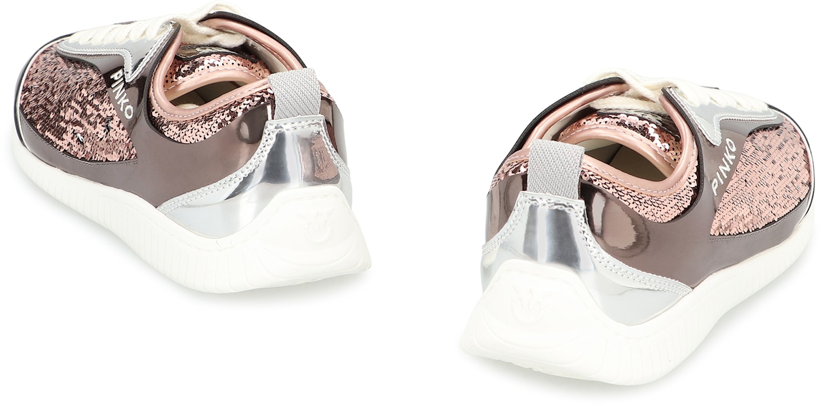 Pinko Reby 10 Mirror Fabric Sneakers With Sequins In Pink