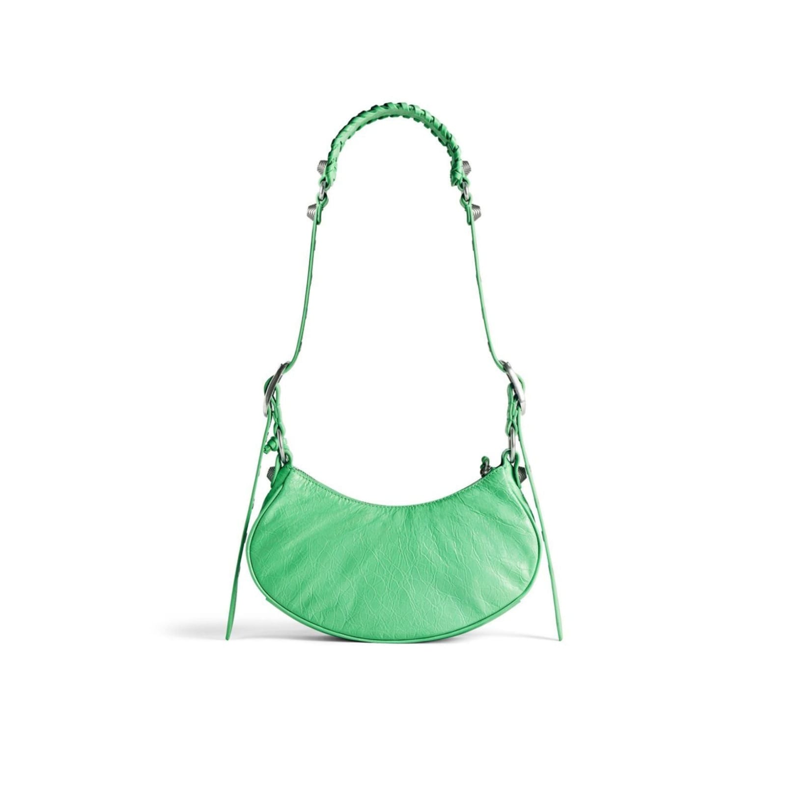 Shop Balenciaga Le Cagole Xs Leather Shoulder Bag In Green