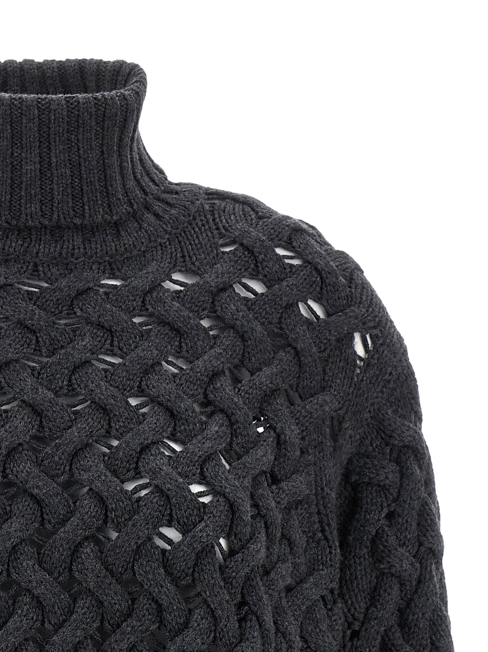 P.a.r.o.s.h Braided Wool High-neck Sweater In Black