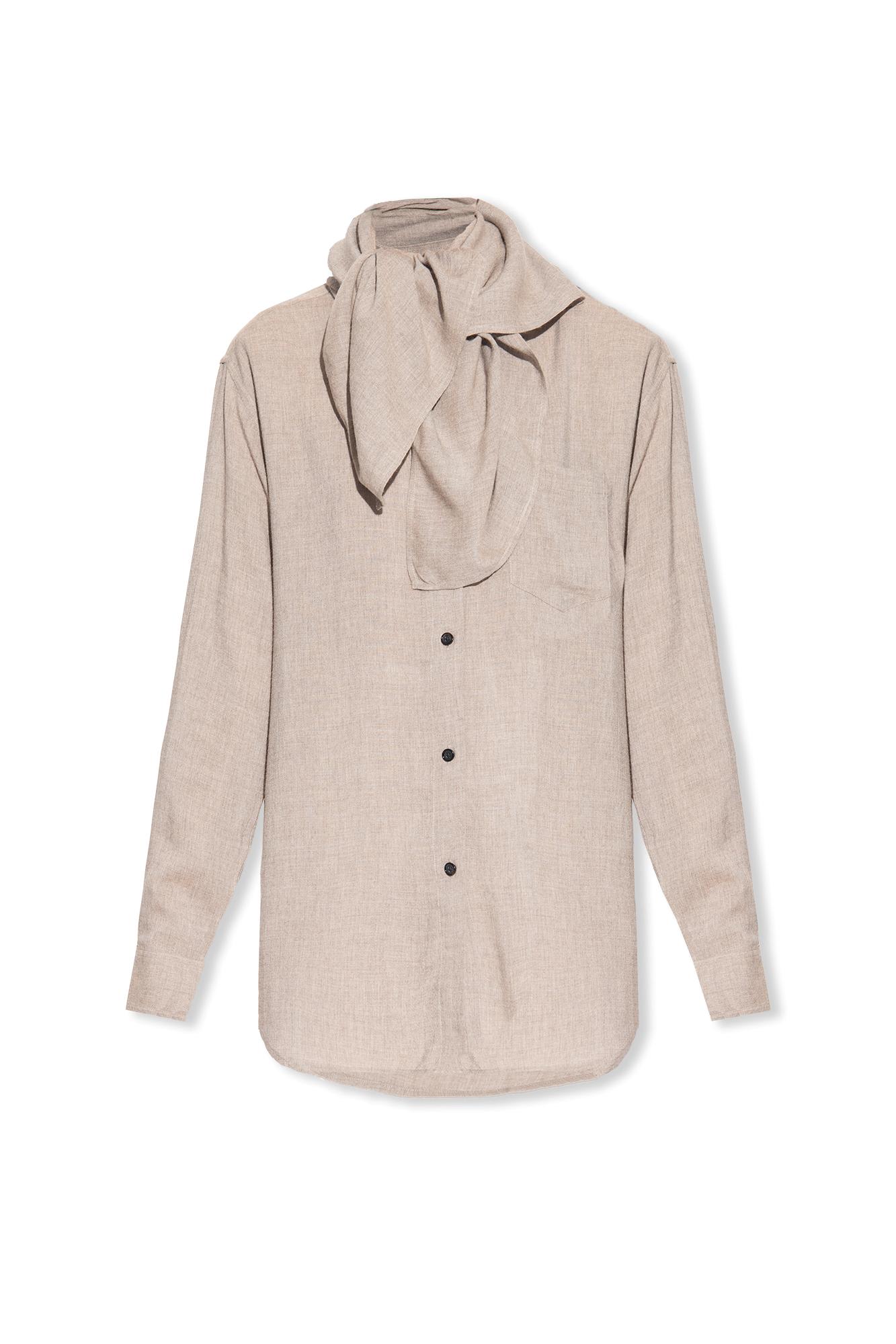 Shop Totême Shirt With Scarf Collar In Beige
