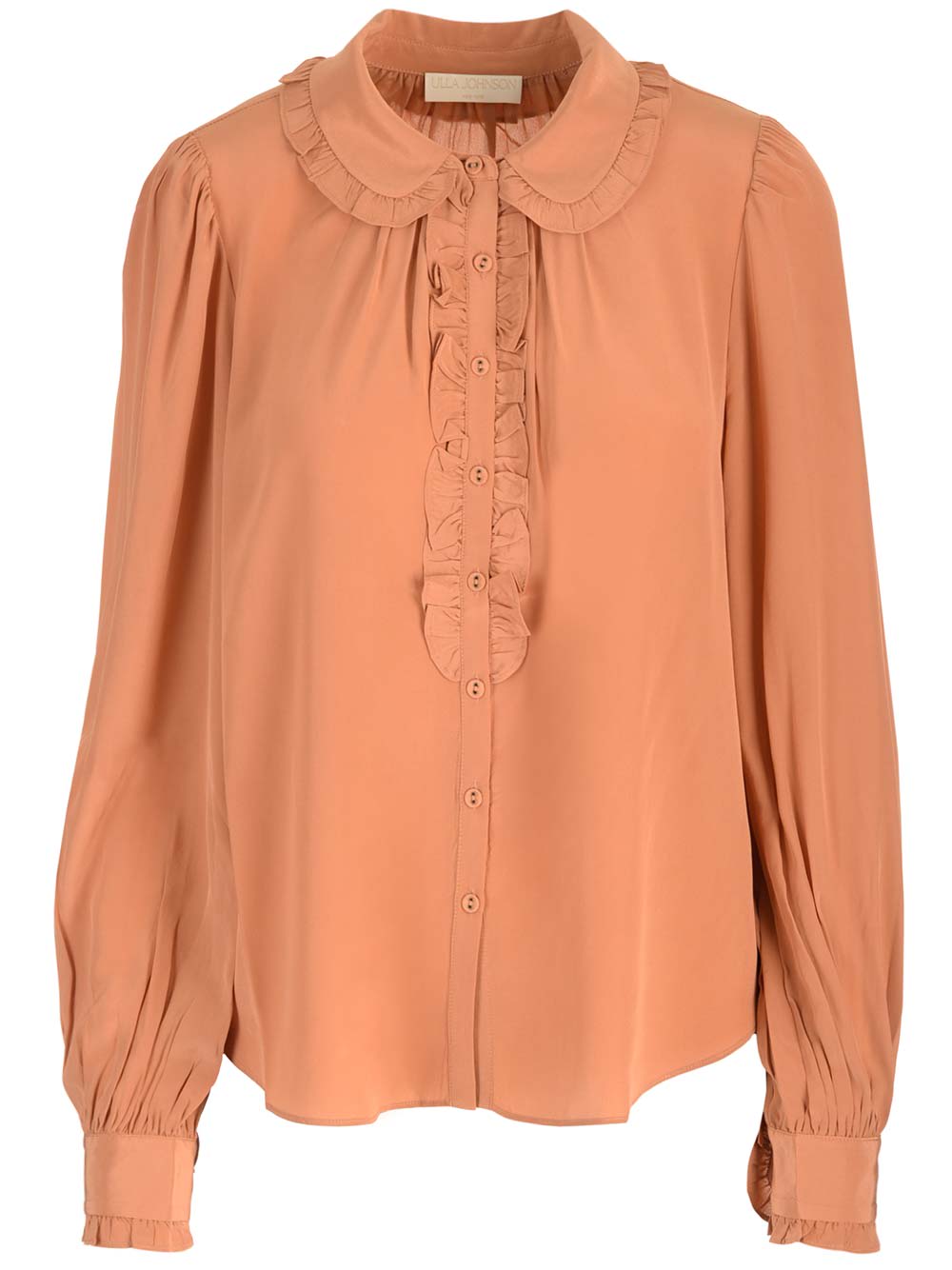 Ulla Johnson Philipa Ruffle Silk Blouse In Beige