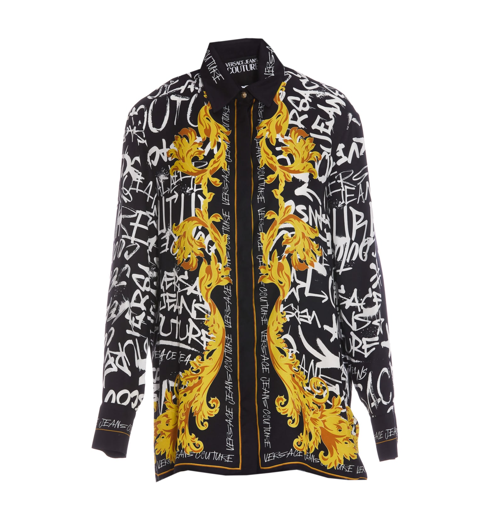 Versace Jeans Couture Logo Couture Print Blouse In Black