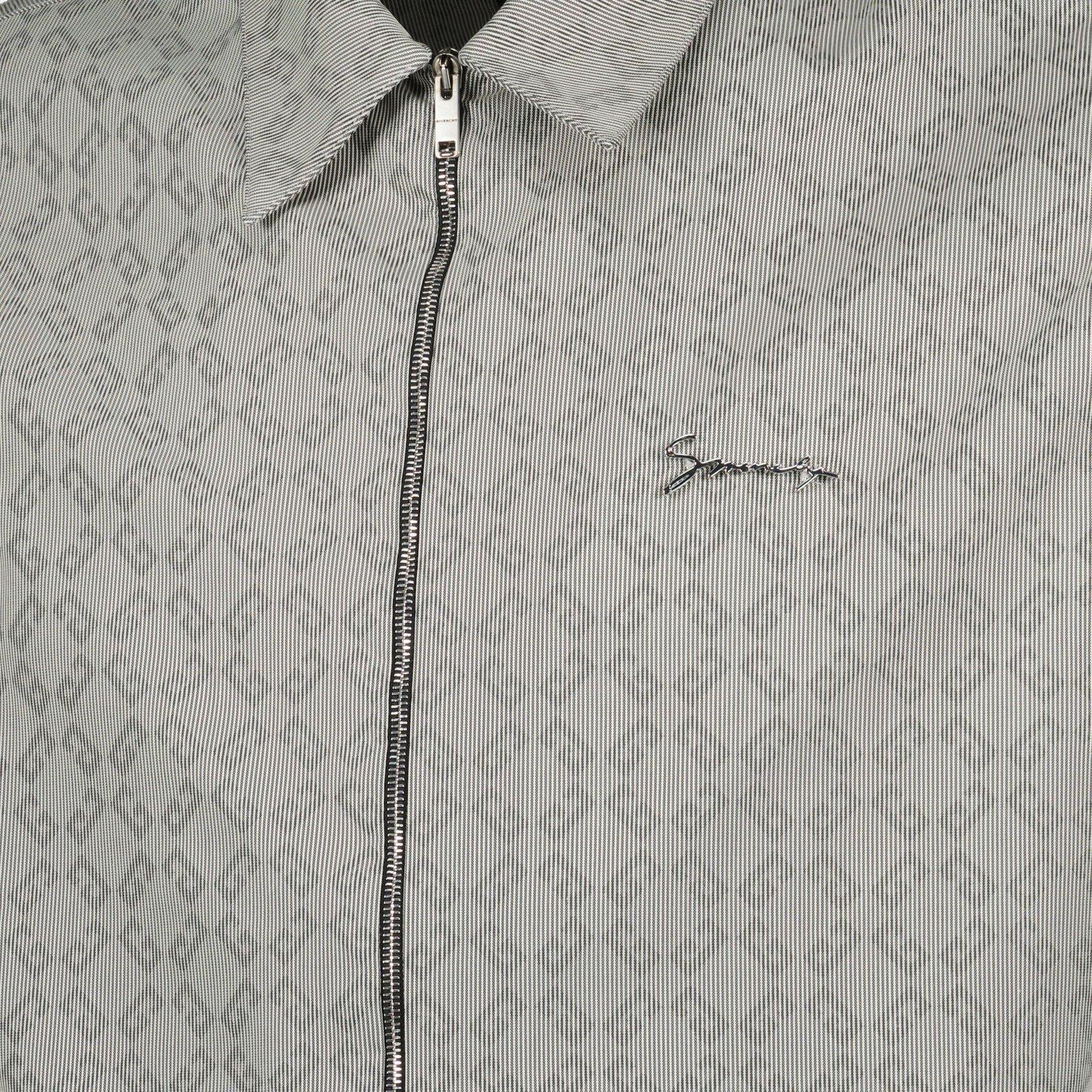 Givenchy Gray Monogram 72 Jacquard Zipped Shirt In Nero