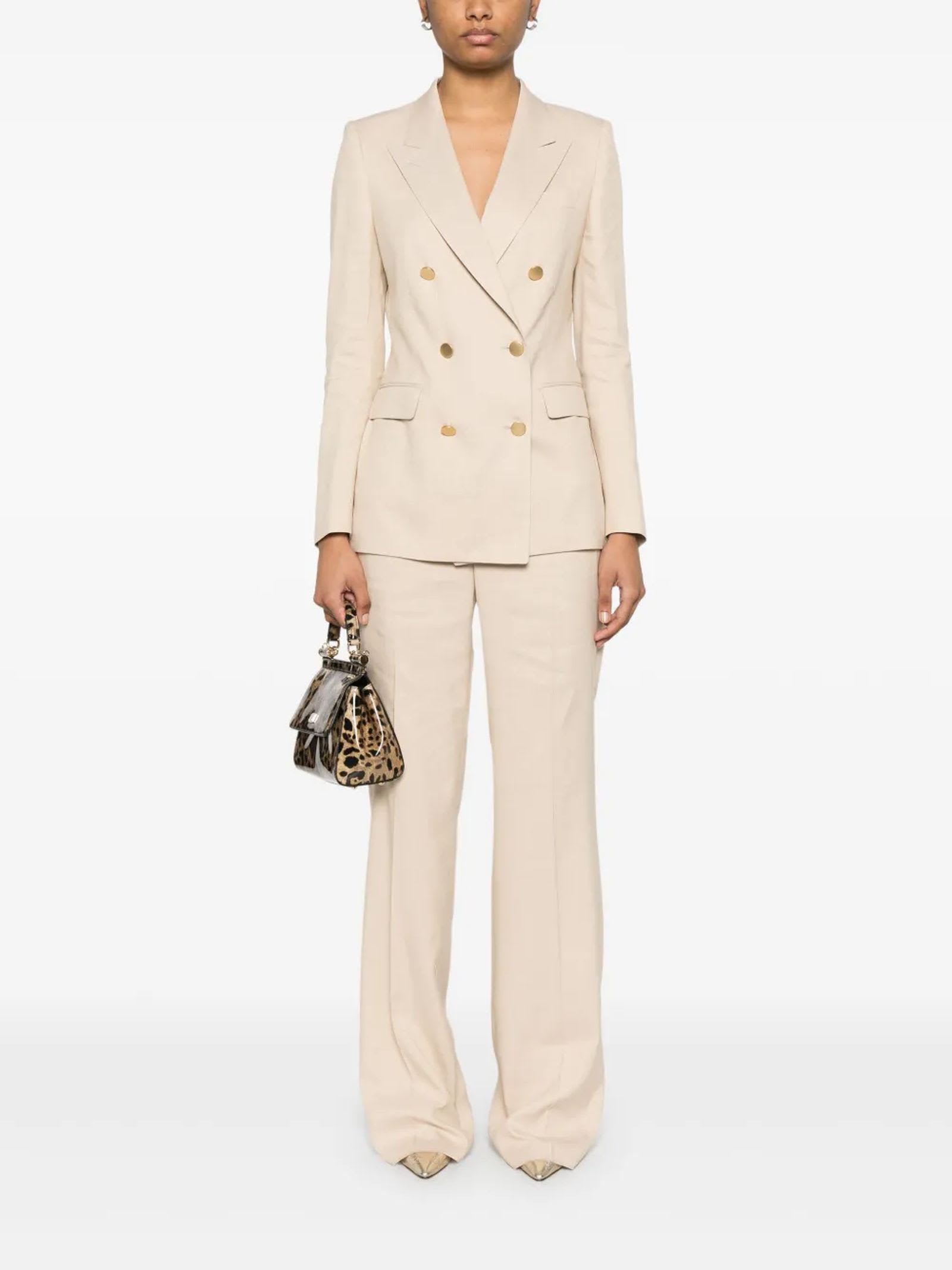 Tagliatore Linen Double-breasted Suit In Taupe In Neutrals