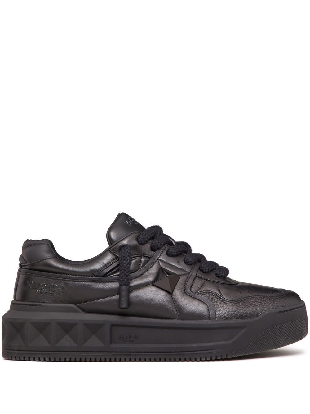 Valentino Garavani One Stud Xl Leather Low-top Sneakers In Black