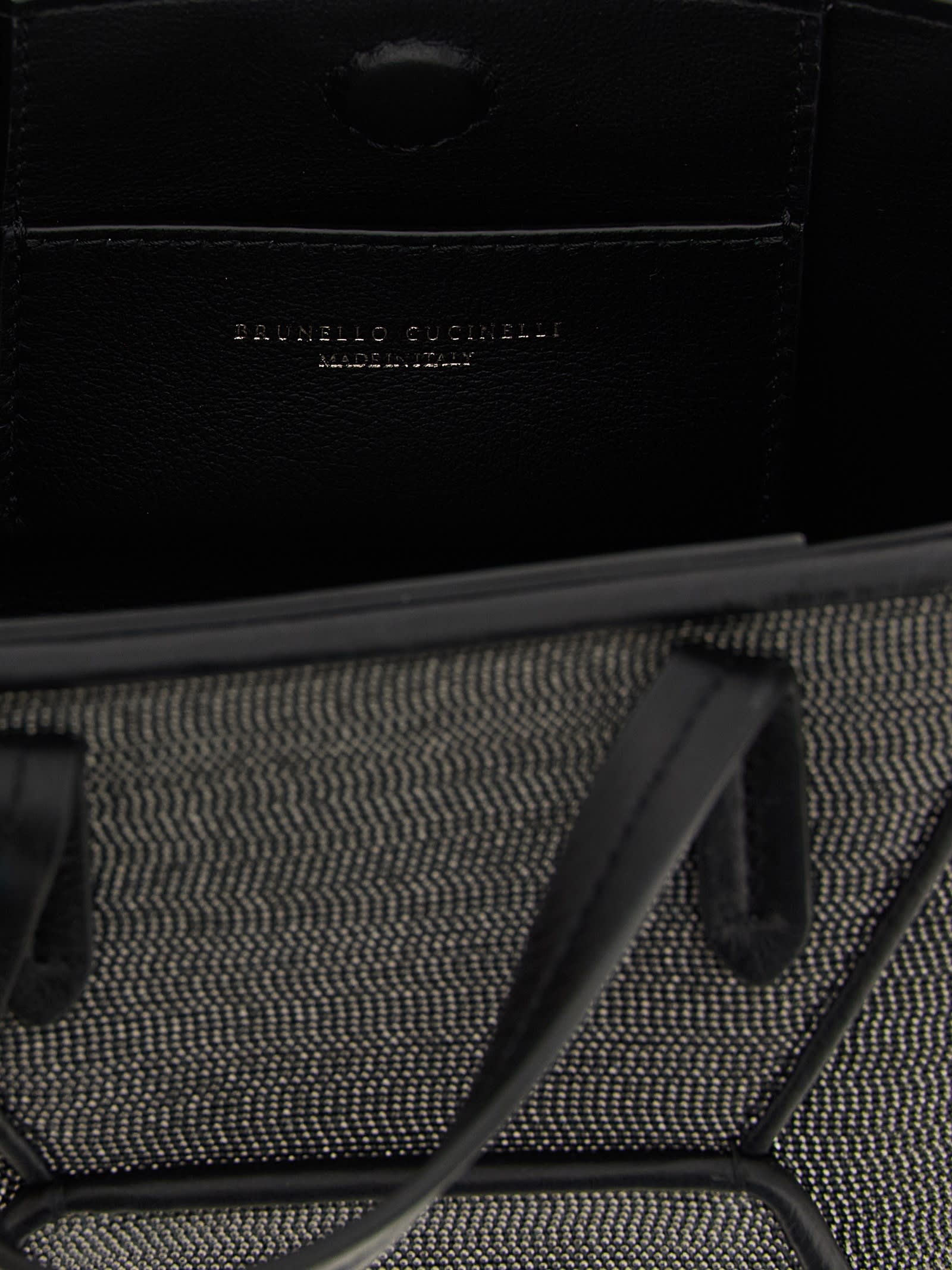 Brunello Cucinelli Precious Bc Duo Mini Bag In Grained Leather In Black