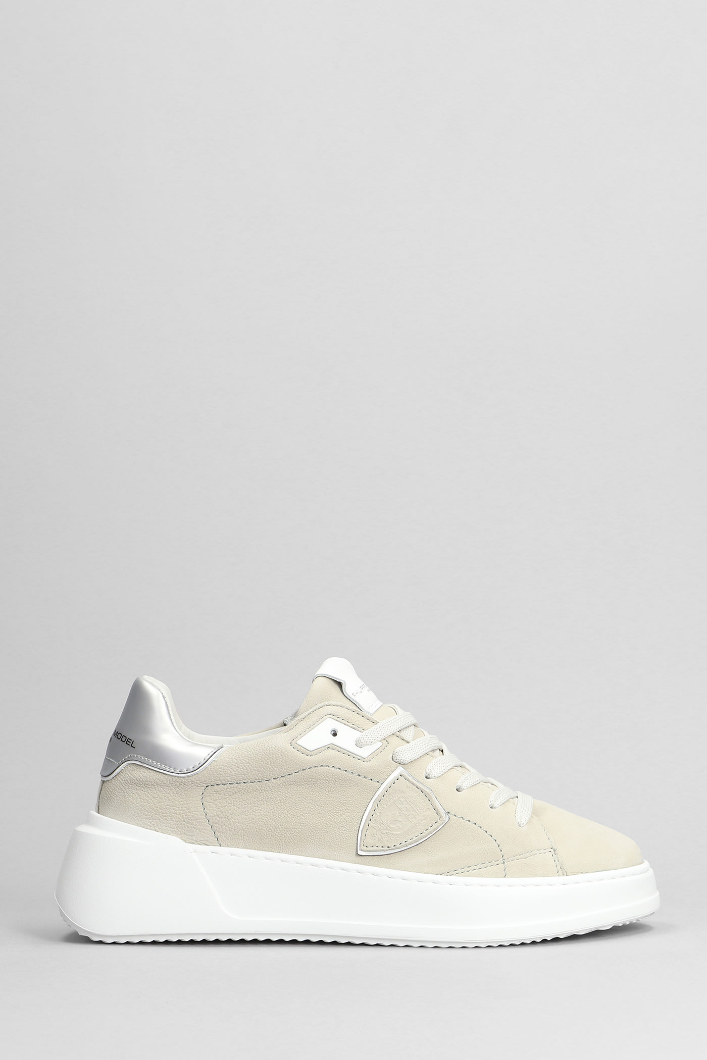 Shop Philippe Model Tres Temple Sneakers In Beige Nubuck