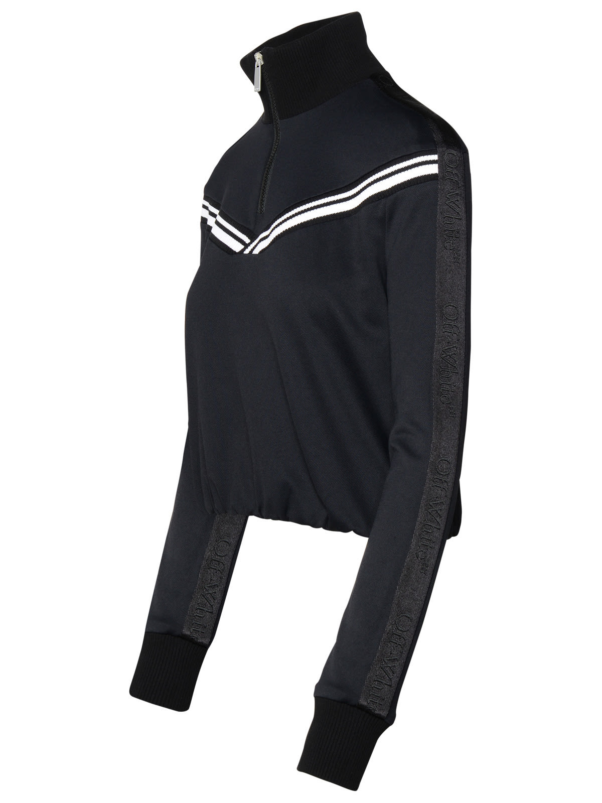 Shop Off-white Black Polyamide Blend Sporty Sweatshirt In Nero/bianco