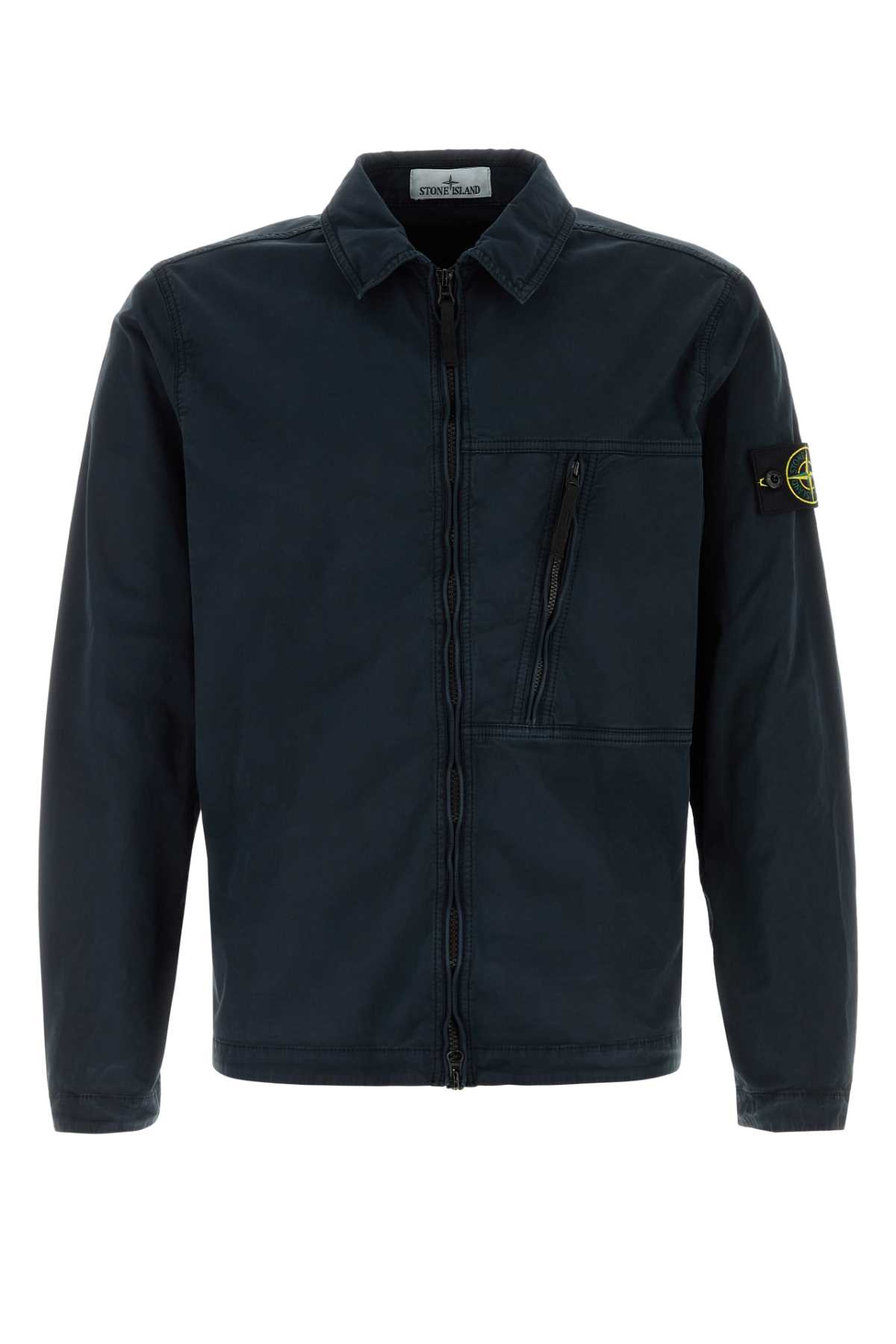 Navy Blue Stretch Cotton Jacket