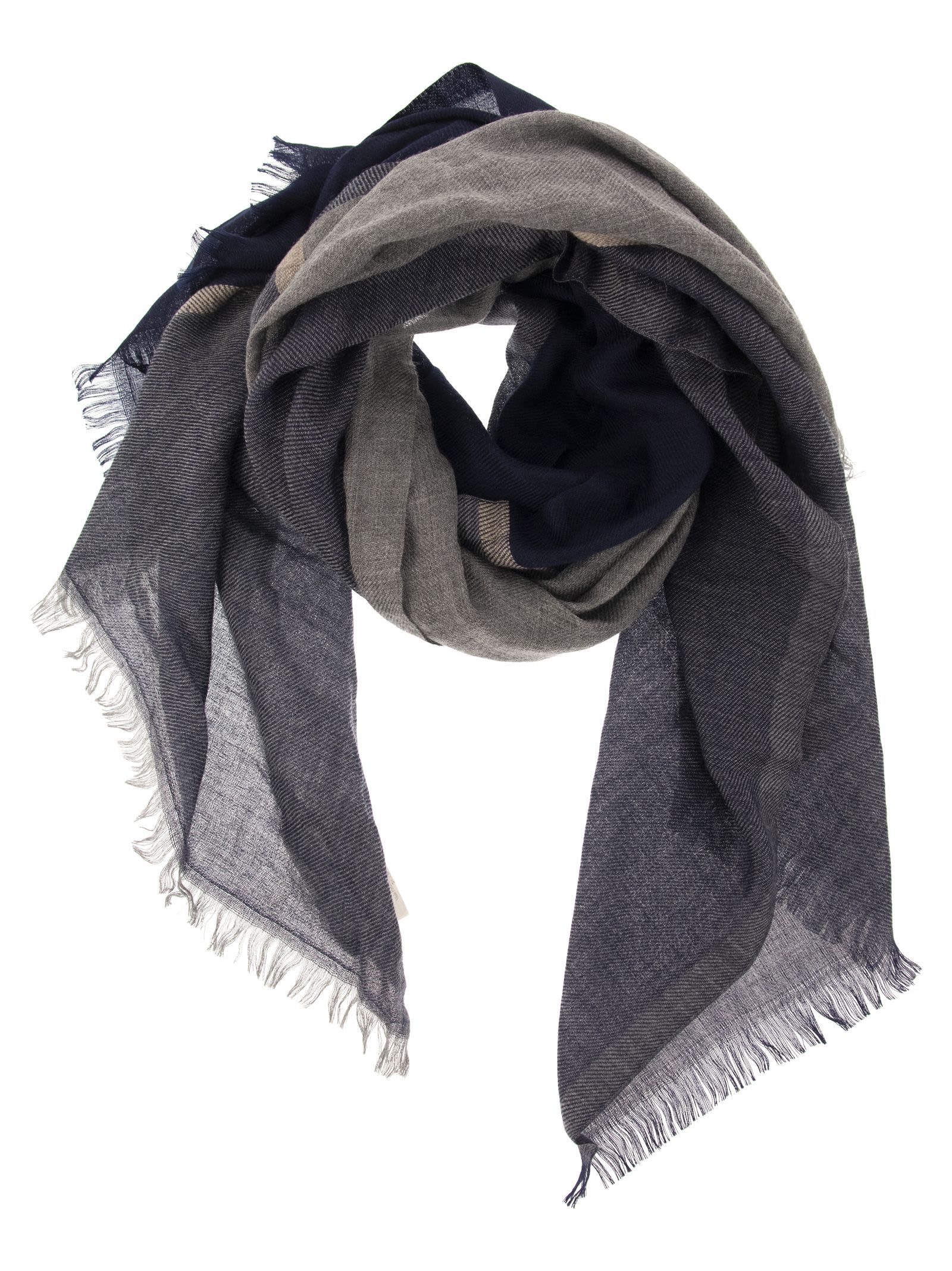 BRUNELLO CUCINELLI COLORBLOCK CASHMERE AND SILK SCARF