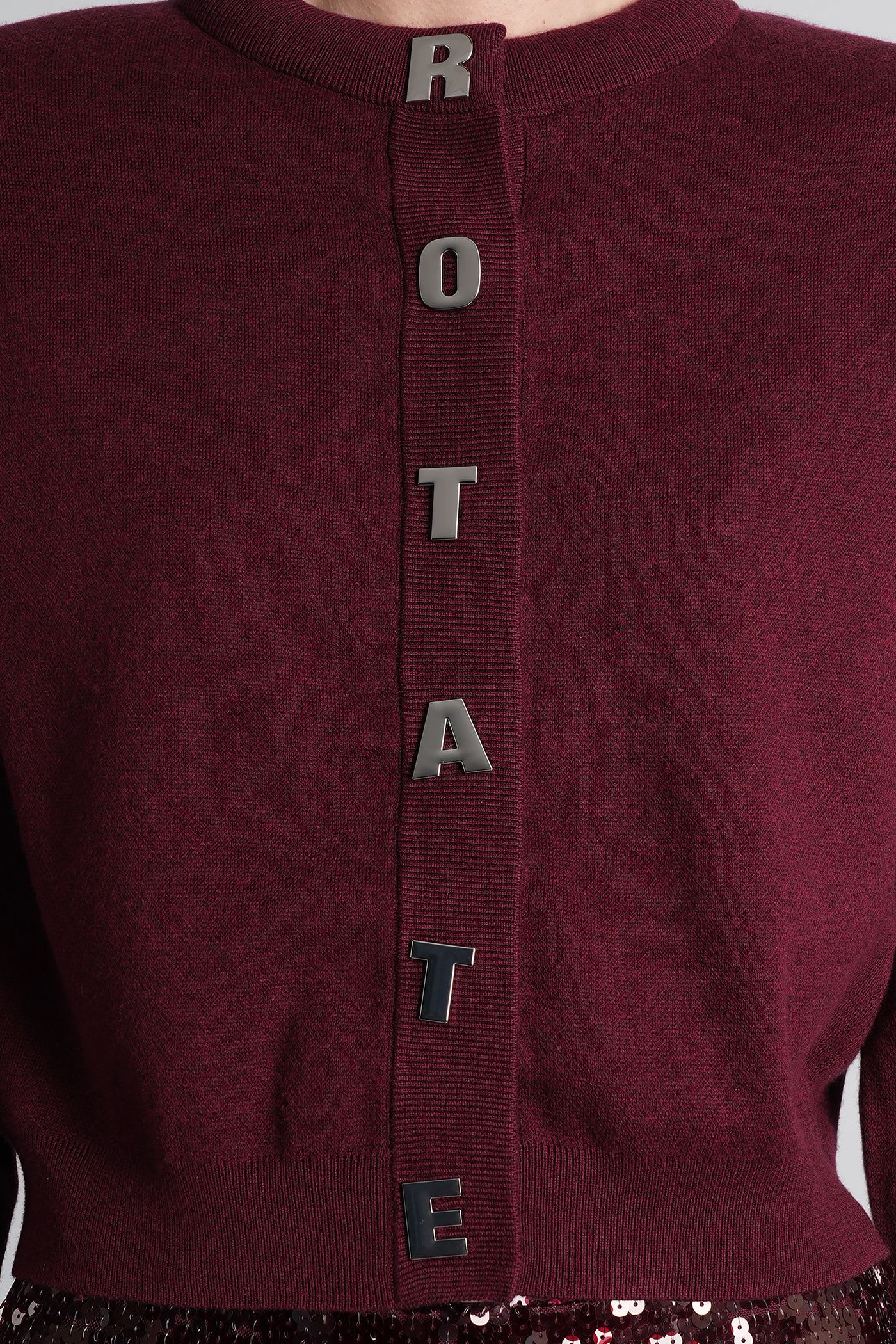 Rotate Birger Christensen Cardigan In Bordeaux Cotton In Multi