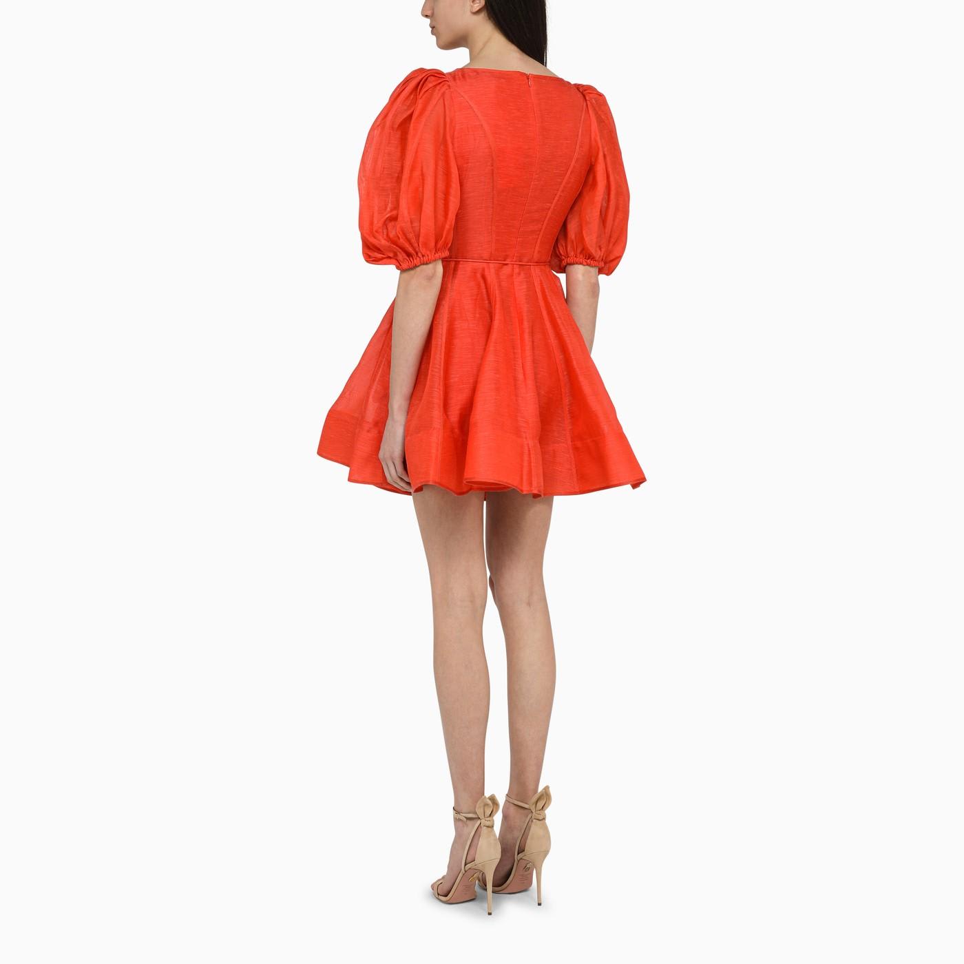 Shop Zimmermann Red Linen And Silk Flip Tranquility Mini Dress