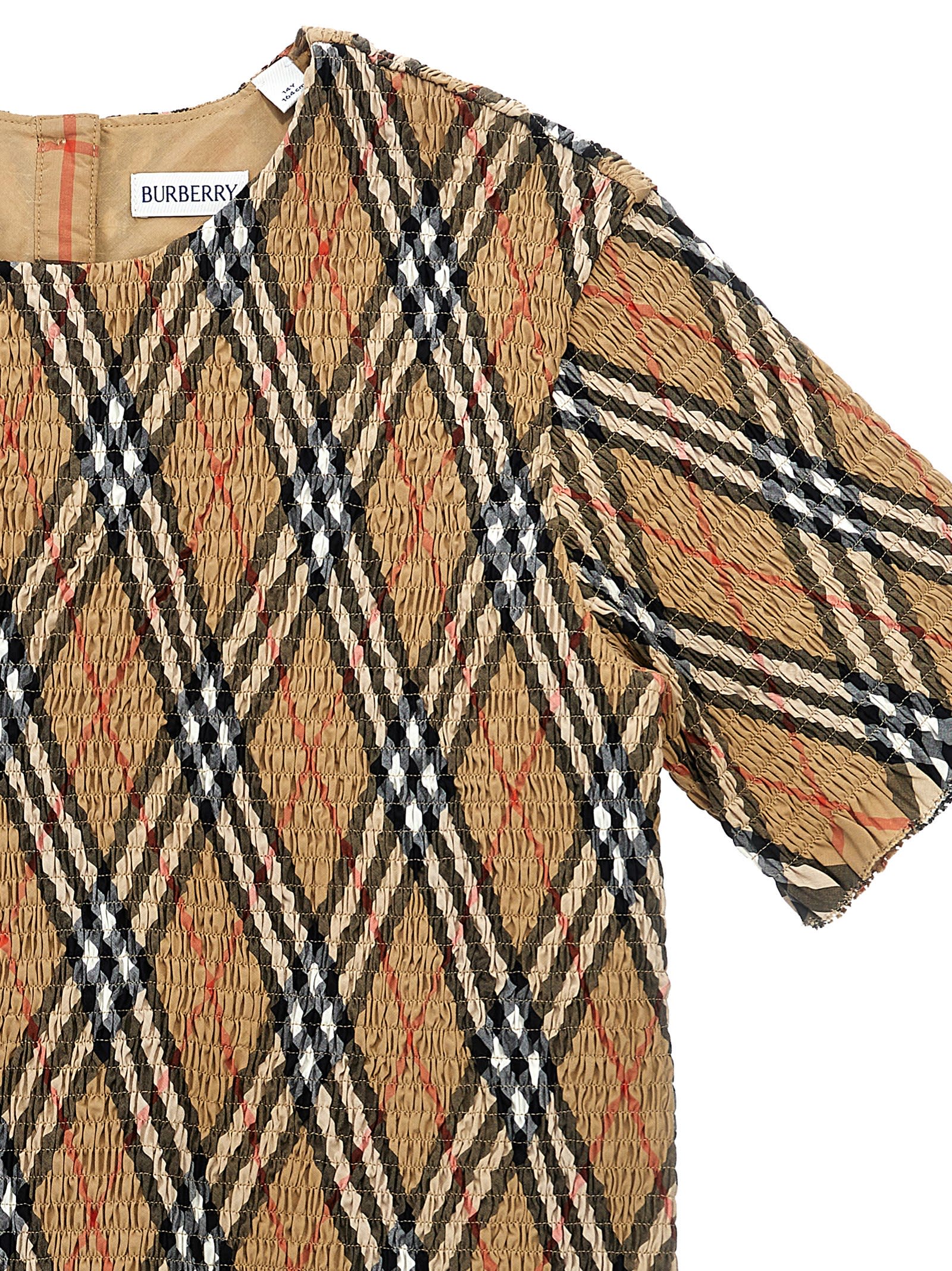 Shop Burberry Smock Stitch T-shirt In Beige
