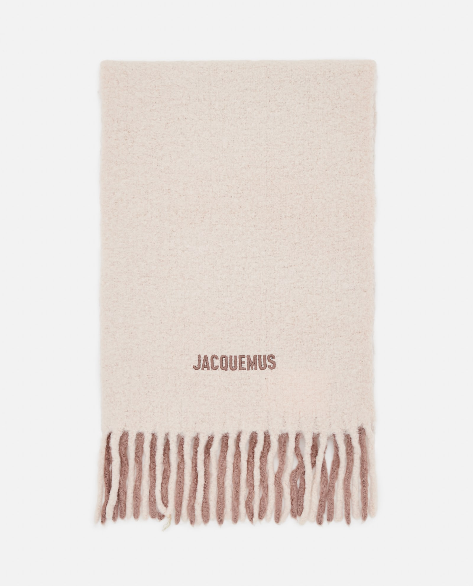 Shop Jacquemus Lecharpe Moisson Alpaca Fringe Scarf In Beige