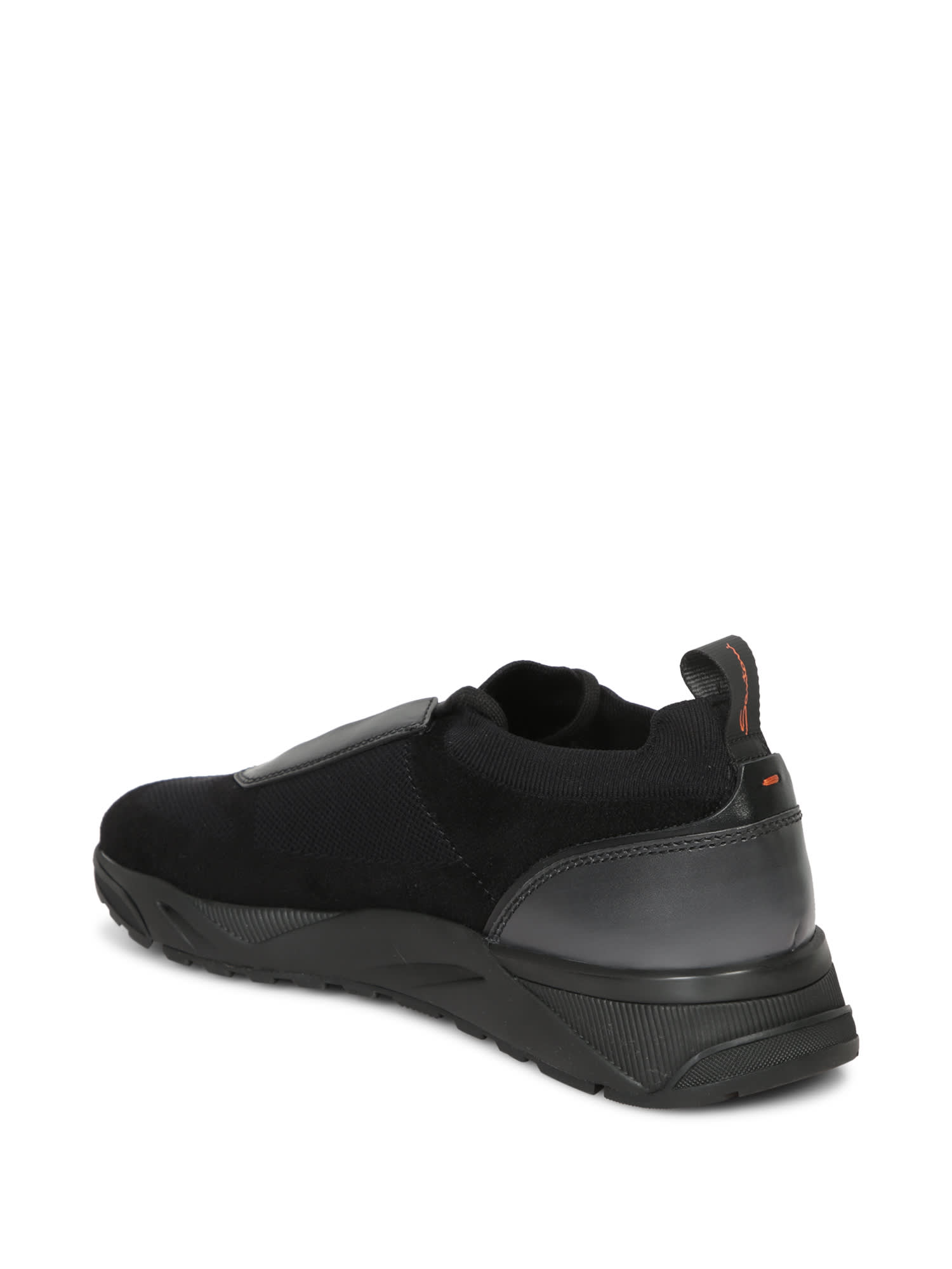 Shop Santoni Black Knit Sneakers