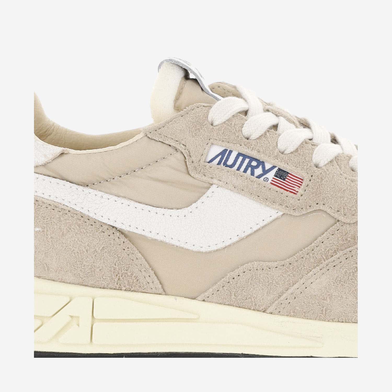 Shop Autry Reelwind Low Nylon And Suede Sneakers In Beige