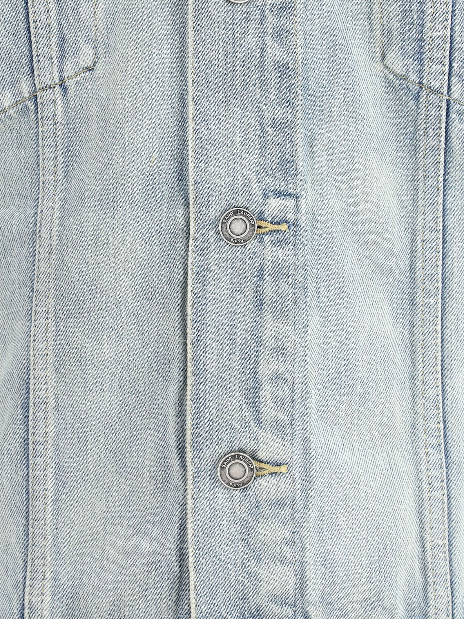 Saint Laurent Structured Denim Trucker Jacket With Pockets