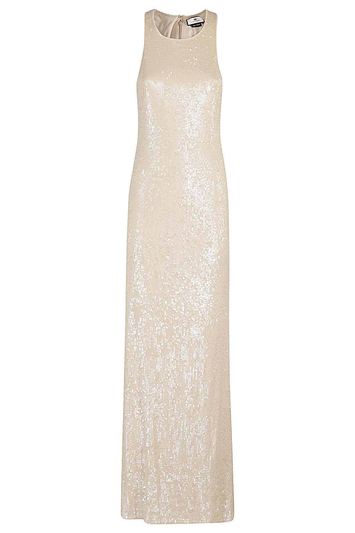 Elisabetta Franchi Women's Beige Sequin Straps Dress In Nudo