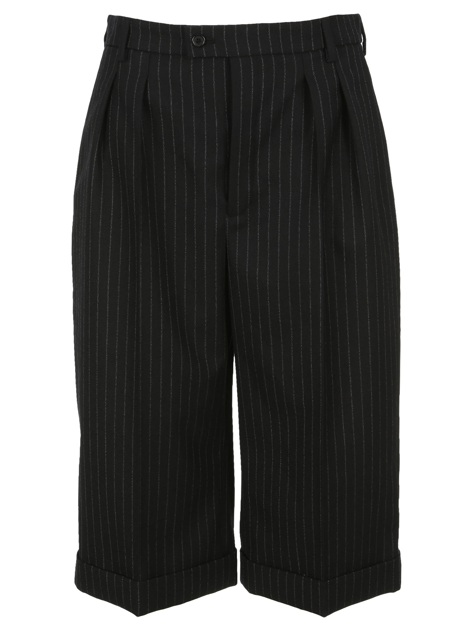 Saint Laurent Pinstripe Tailored Bermuda Shorts In Black