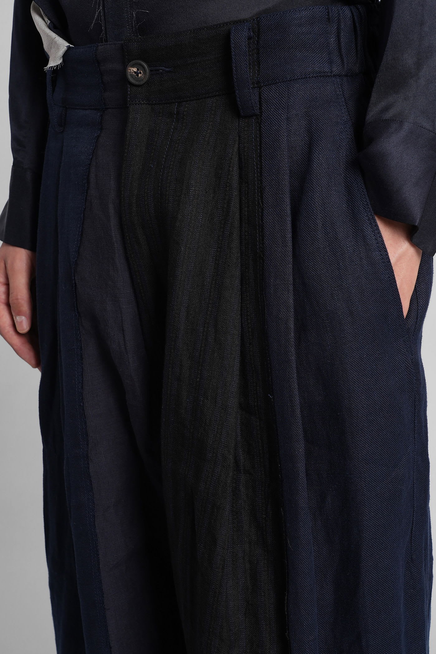 Ziggy Chen Pants In Blue Linen In Blue