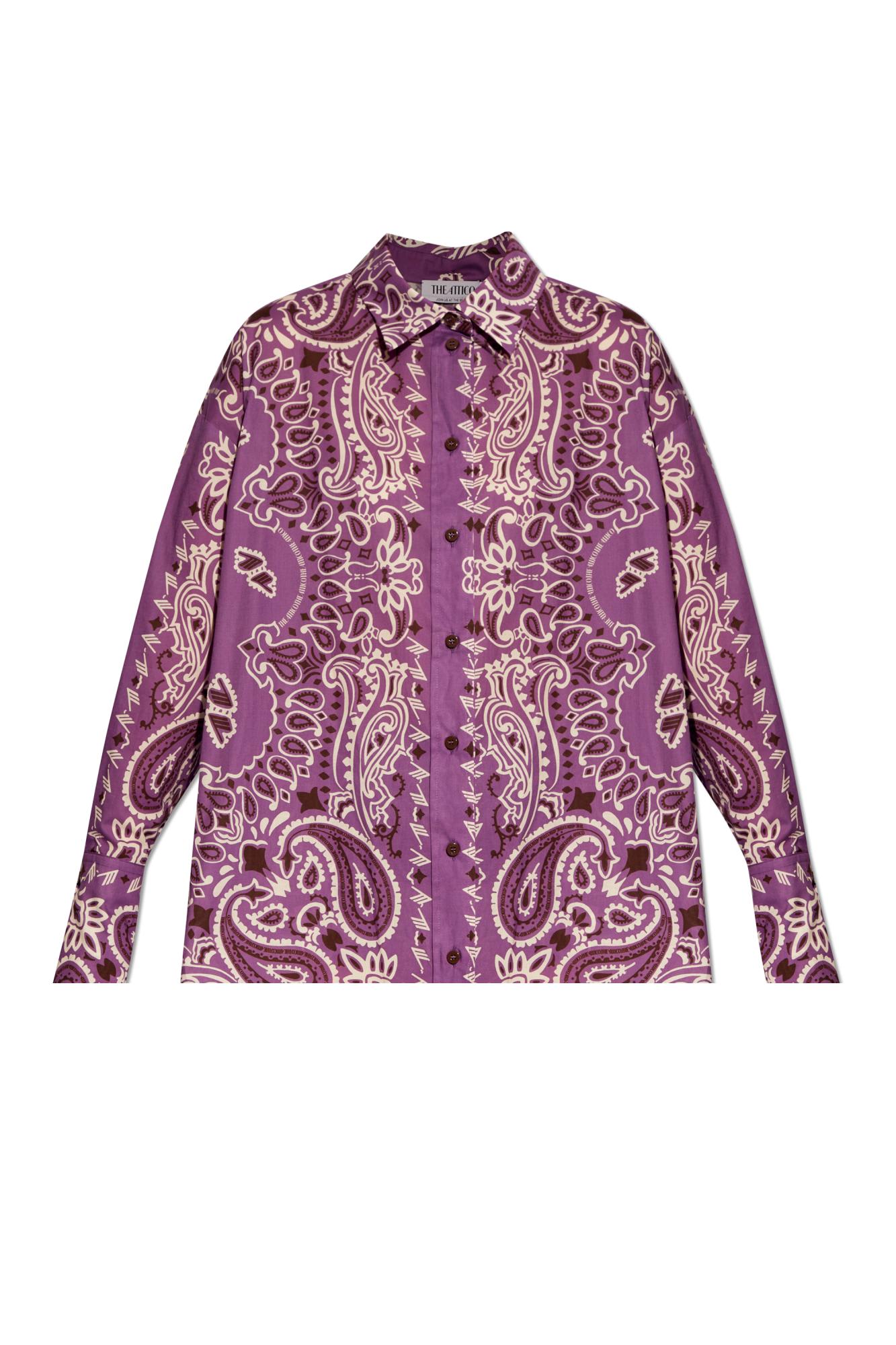 Shop Attico Paisley Printed Round Hem Shirt In Violet/brown