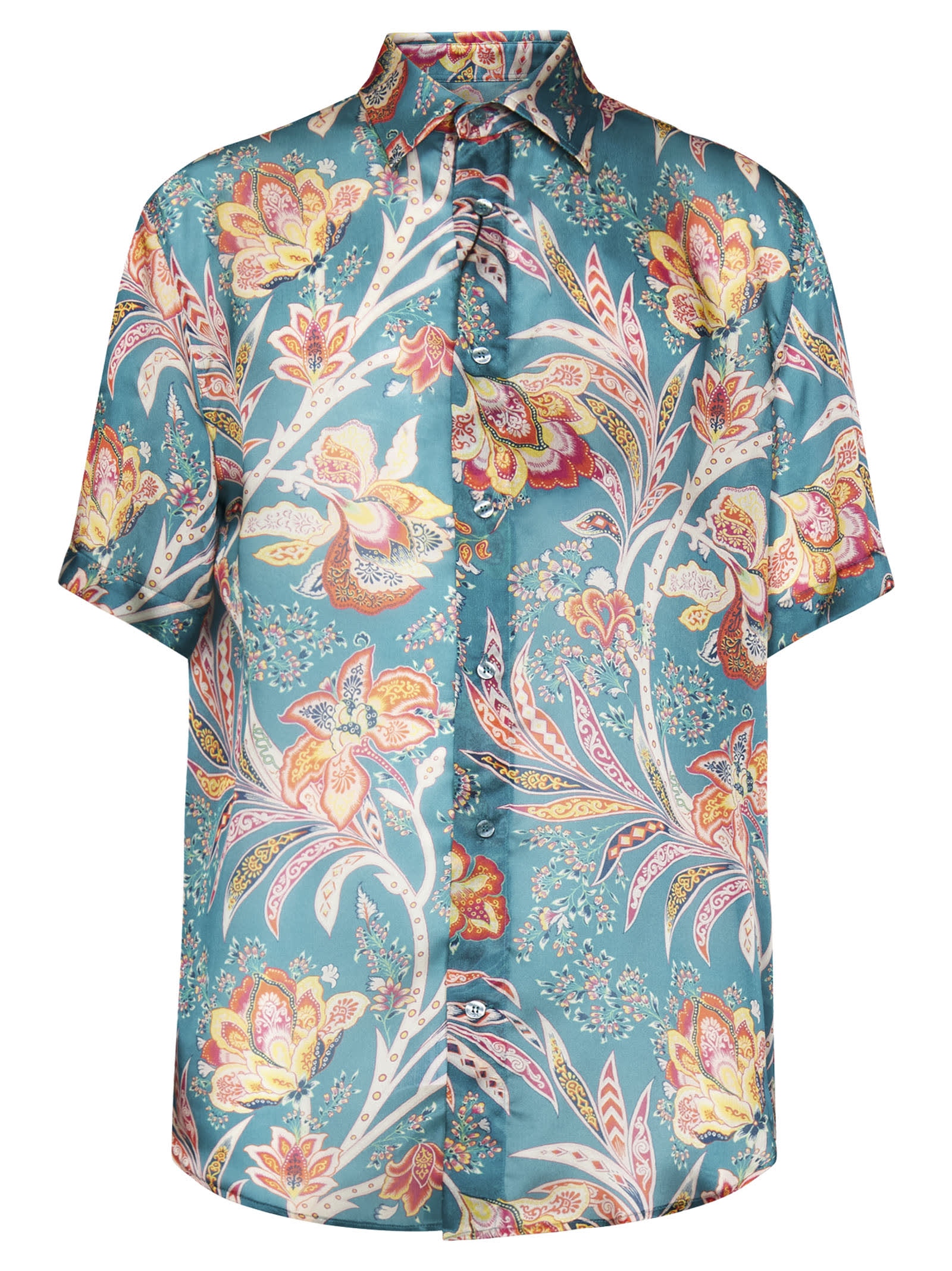 Shop Etro Shirt In Turquoise