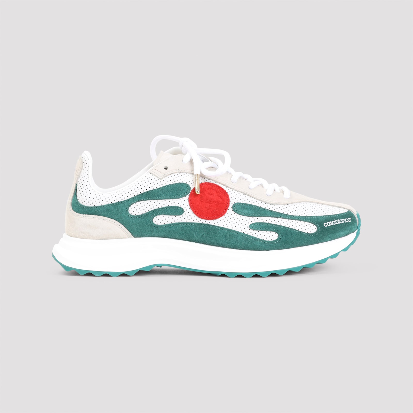 Casablanca Multicolour Sneakers With Green Suede Overlays In White