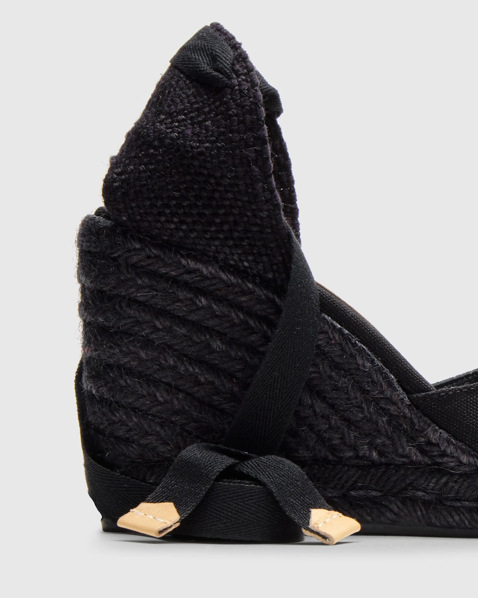 Castaã±er Tonal Wedge-heeled Espadrille With Ankle Ties In Black