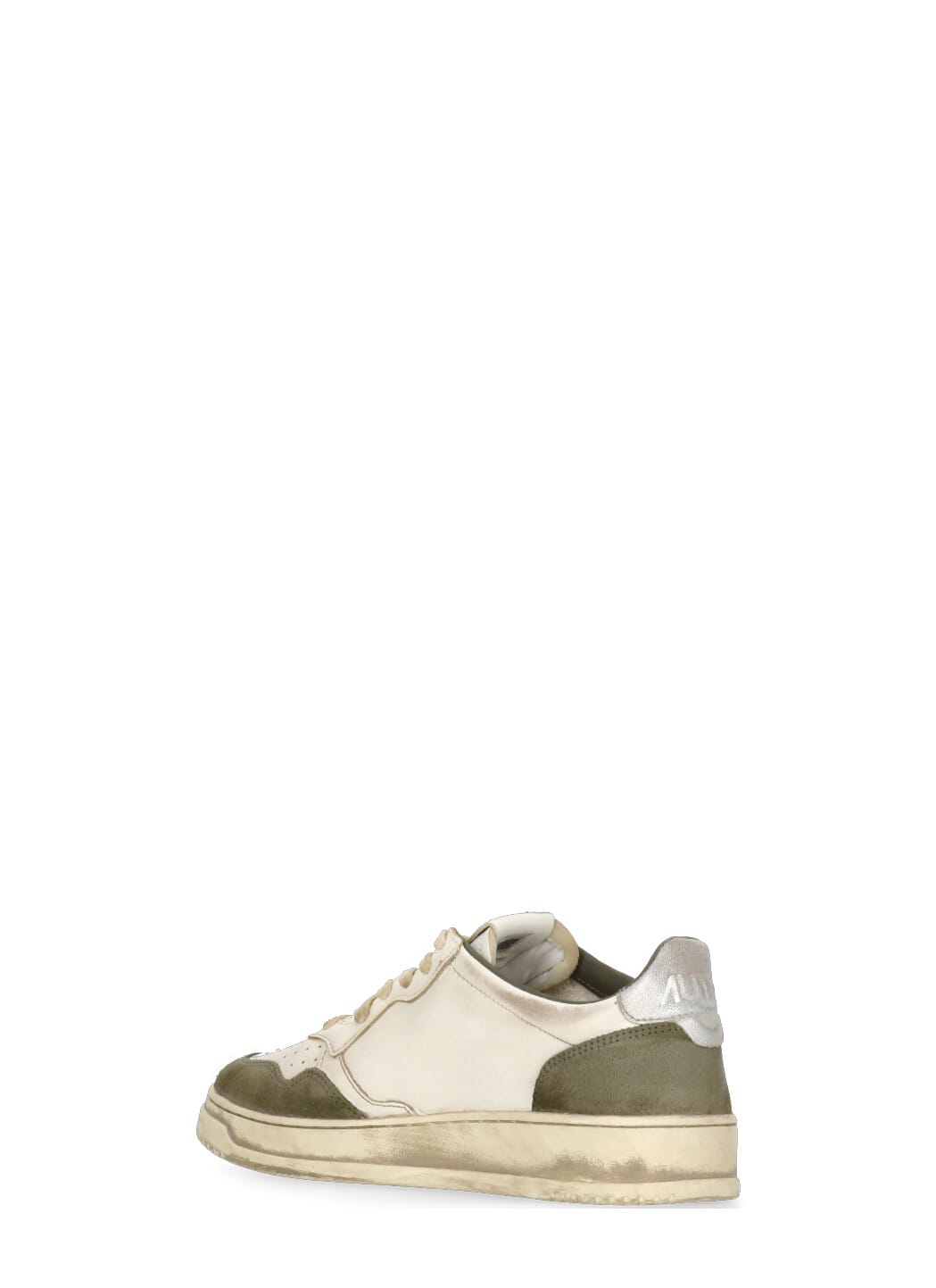 Autry Supvint Lowleat Suede Lizard Silv Sneaker In Neutral