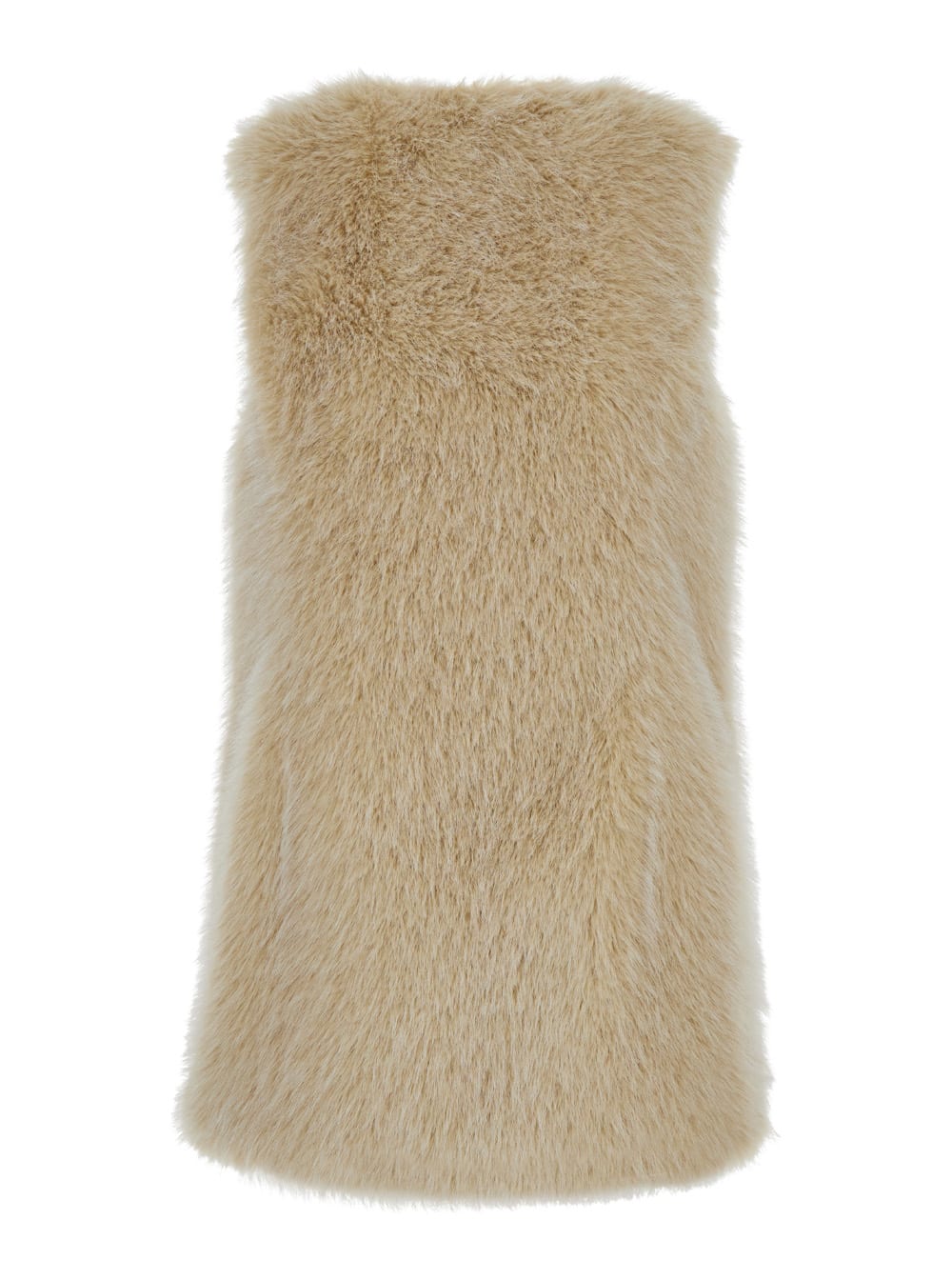 Shop Herno Beige Crewneck Vest In Eco Fur Woman