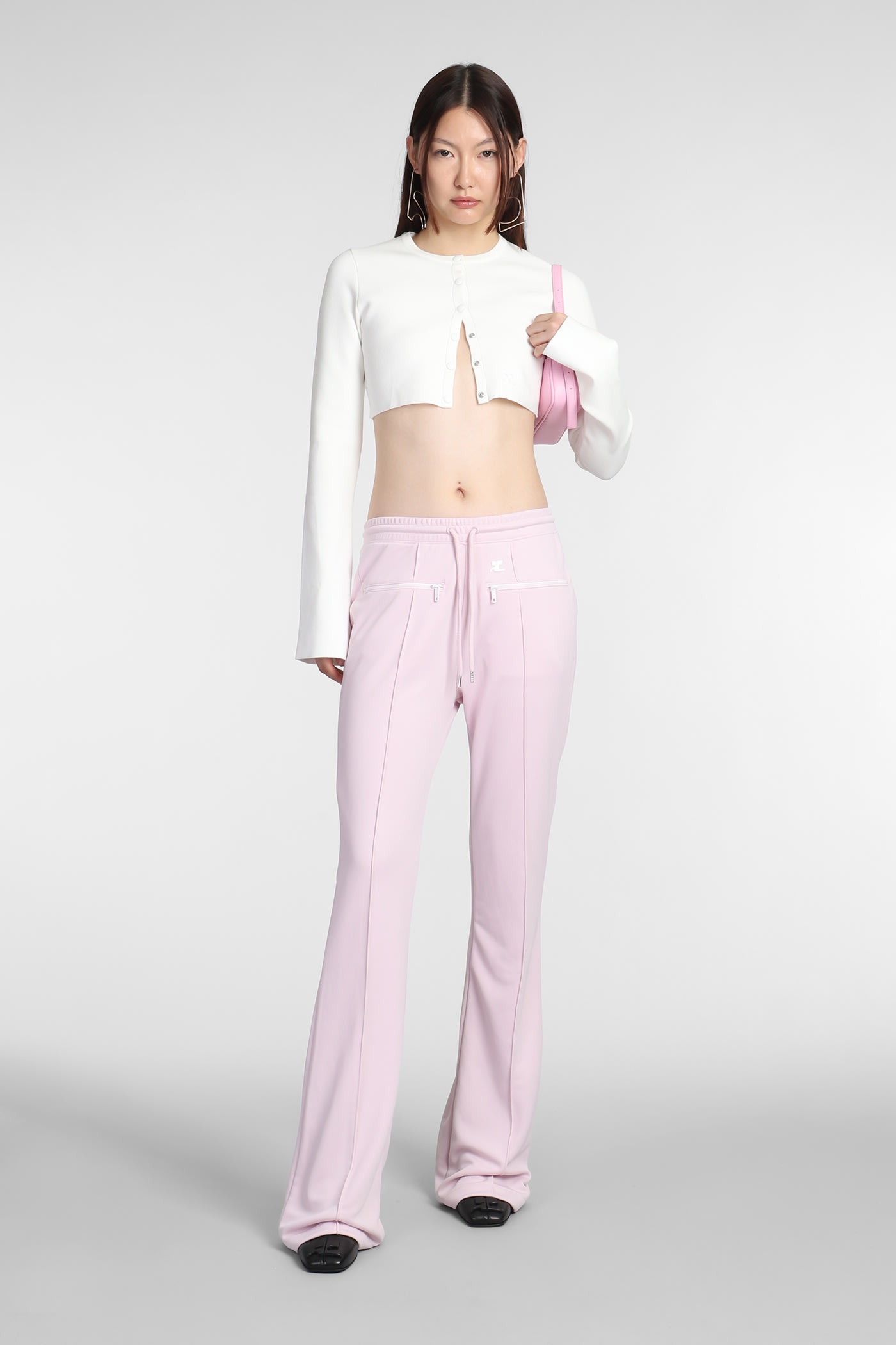 Shop Courrèges Pants In Rose-pink Cotton In Powder Pink