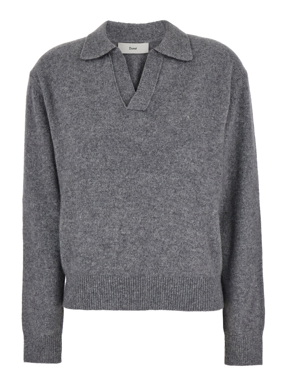 Grey Sweater With Classic Collar And V-neck In Wool Blend Woman