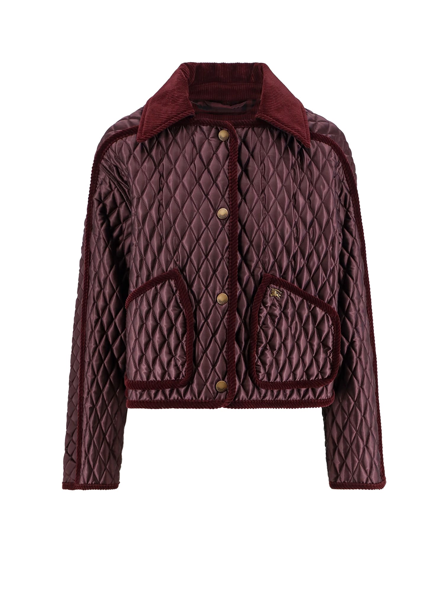 Burberry Mahogany Floriston Cropped Quilted Nylon Jacket Women In Multi