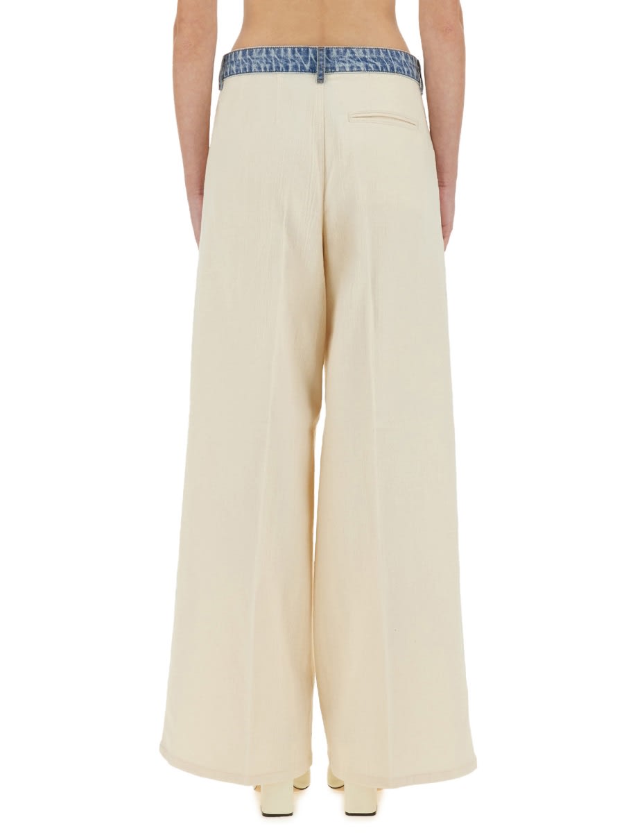 Moschino Urban Wide Fit Pleated Trousers In Ivory