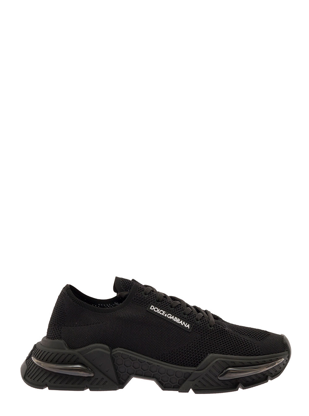 Dolce & Gabbana Black Daymaster Sneakers In Stretch Knit Man