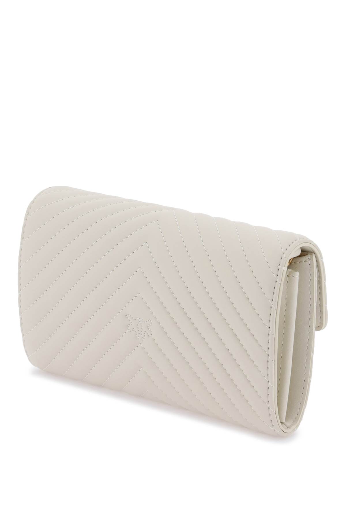 Shop Pinko Love Bag One Wallet Chevron Mini Bag In Bianco Seta-antique Gold (white)