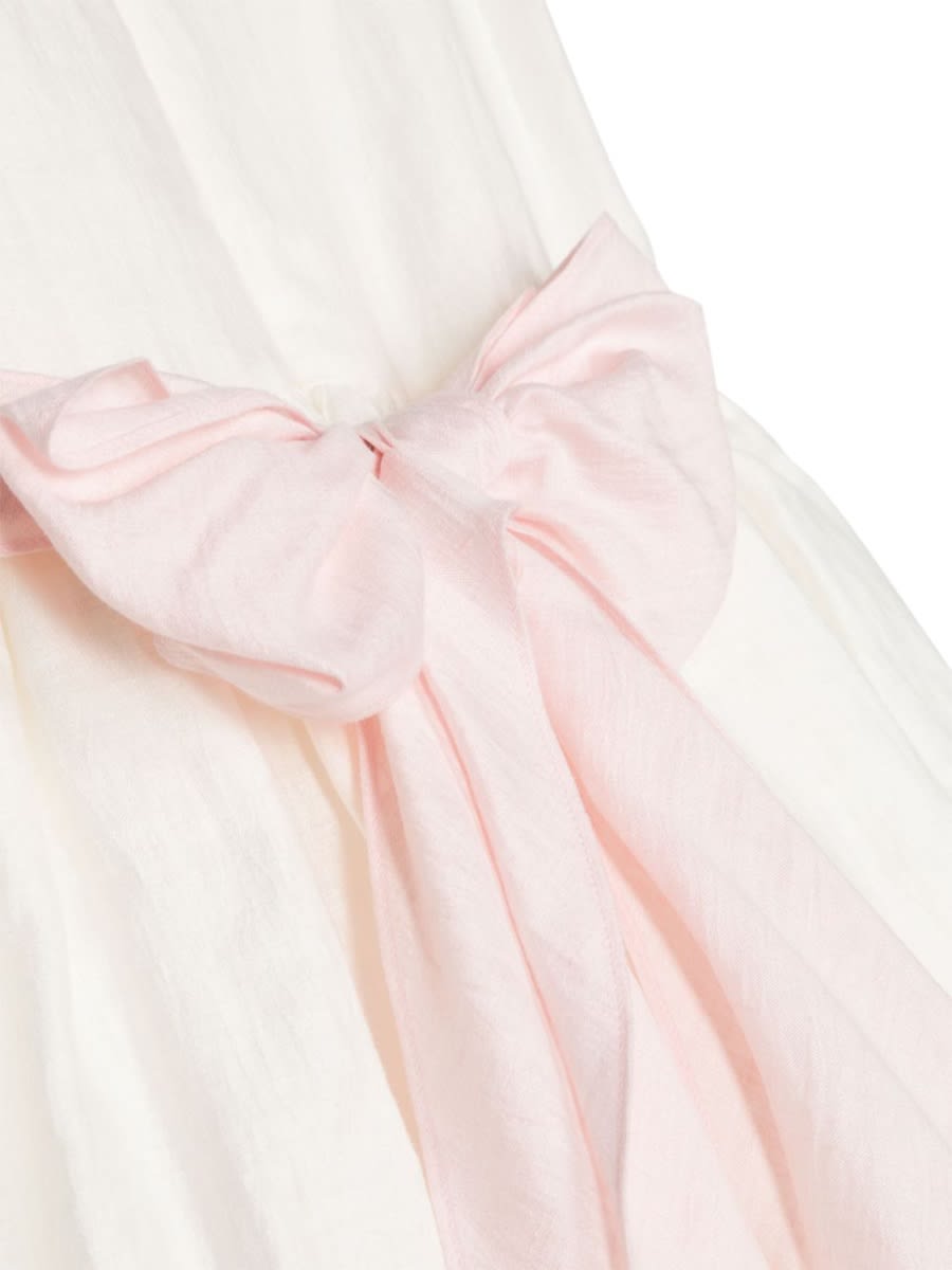 Il Gufo Belted Flared Dress In White